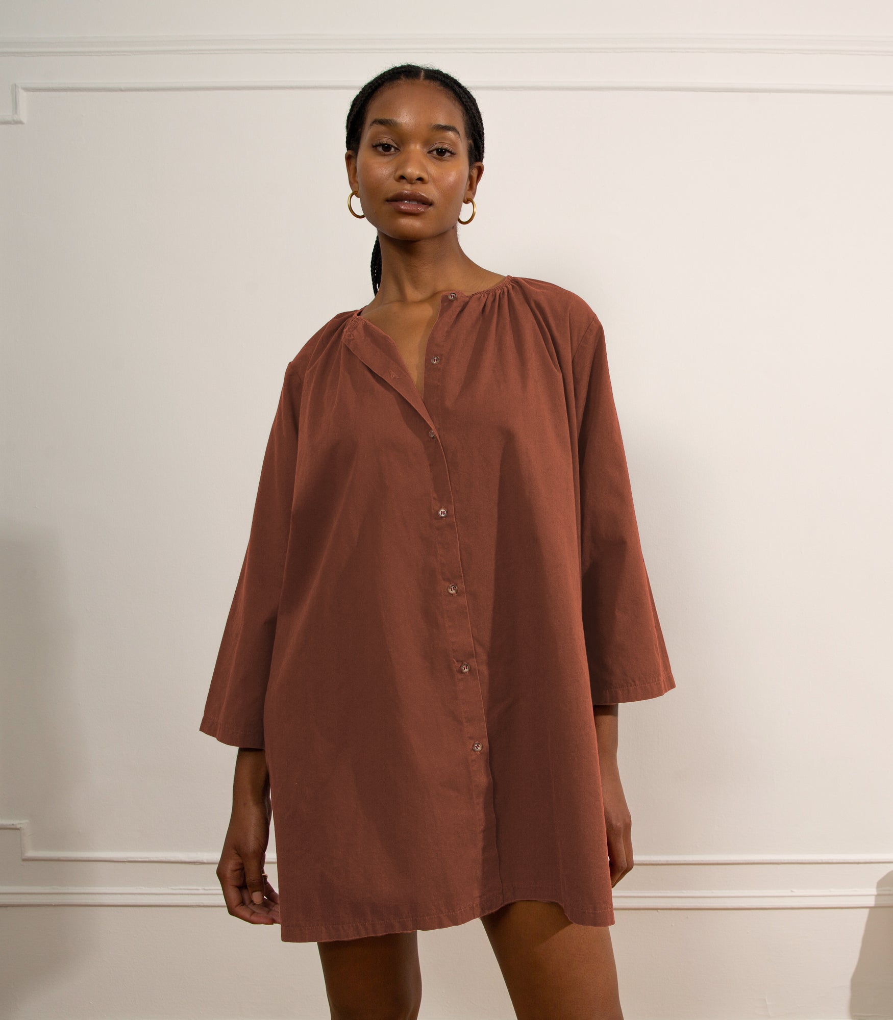 Elsa Long Sleeve Mini Dress - Clay SAMPLE SALE