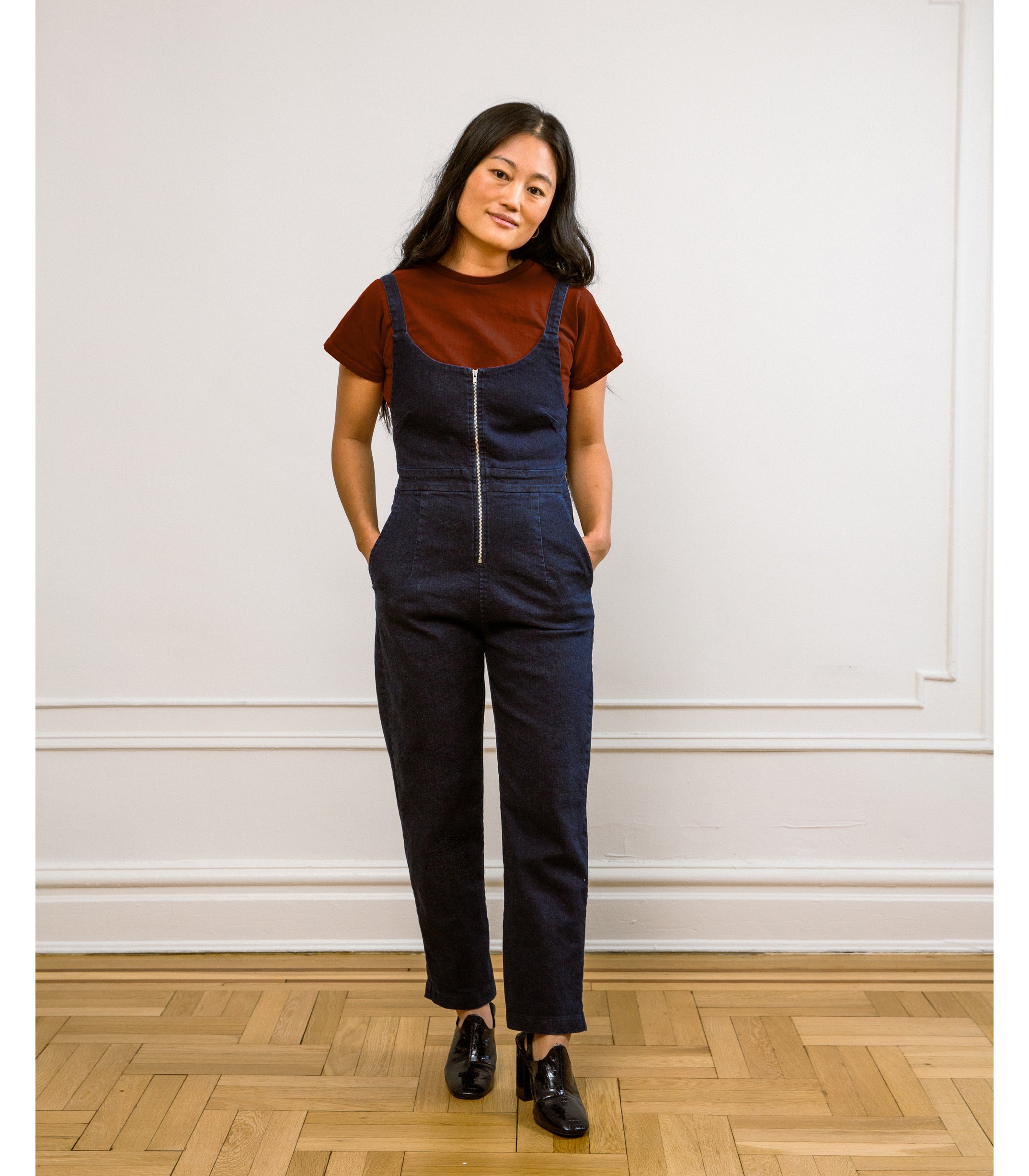 Claudia Zip Front Cropped Jumpsuit - Dark Indigo | LOUP