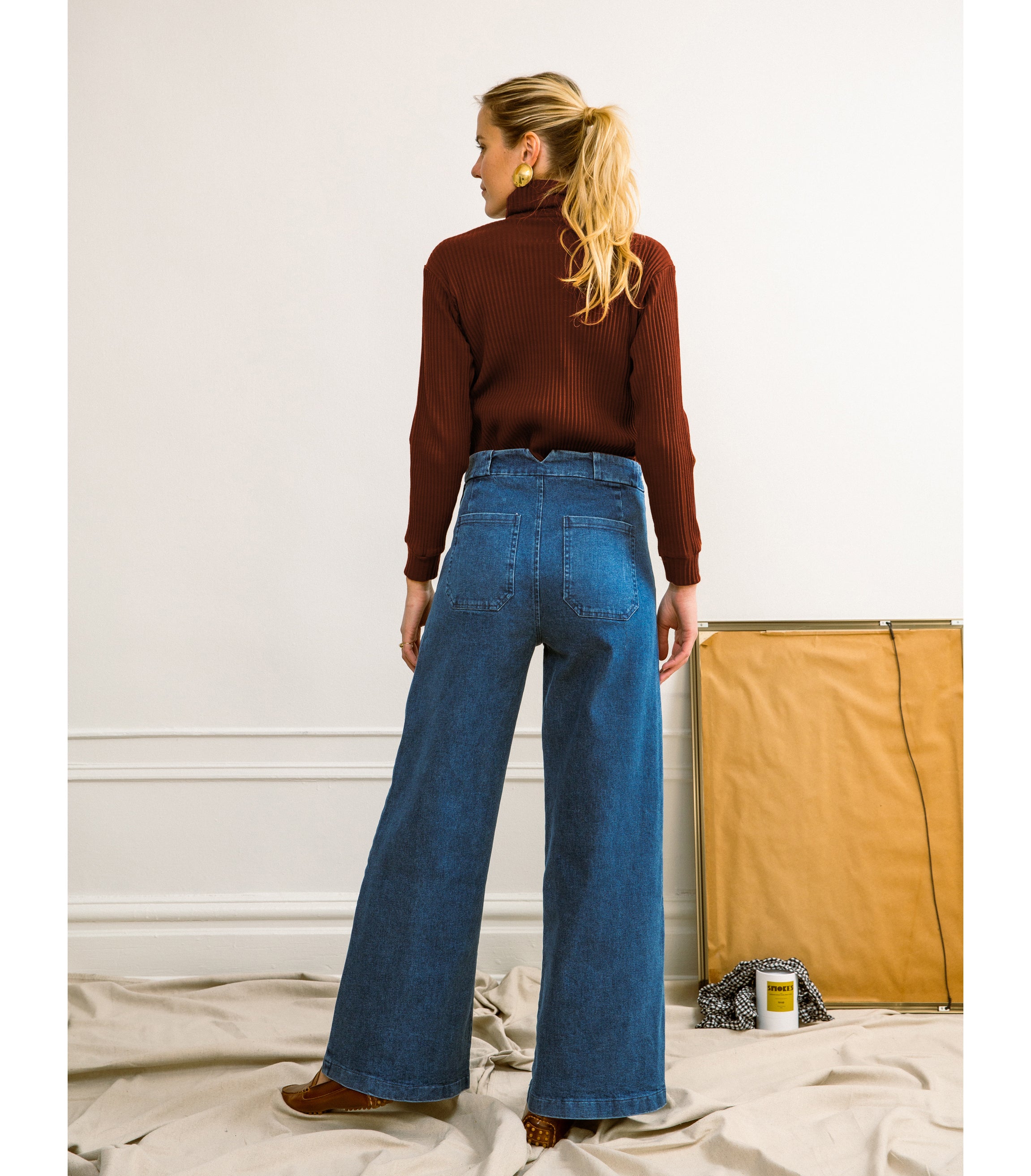 Long Sabrina Wide-Leg Jeans - Washed Indigo