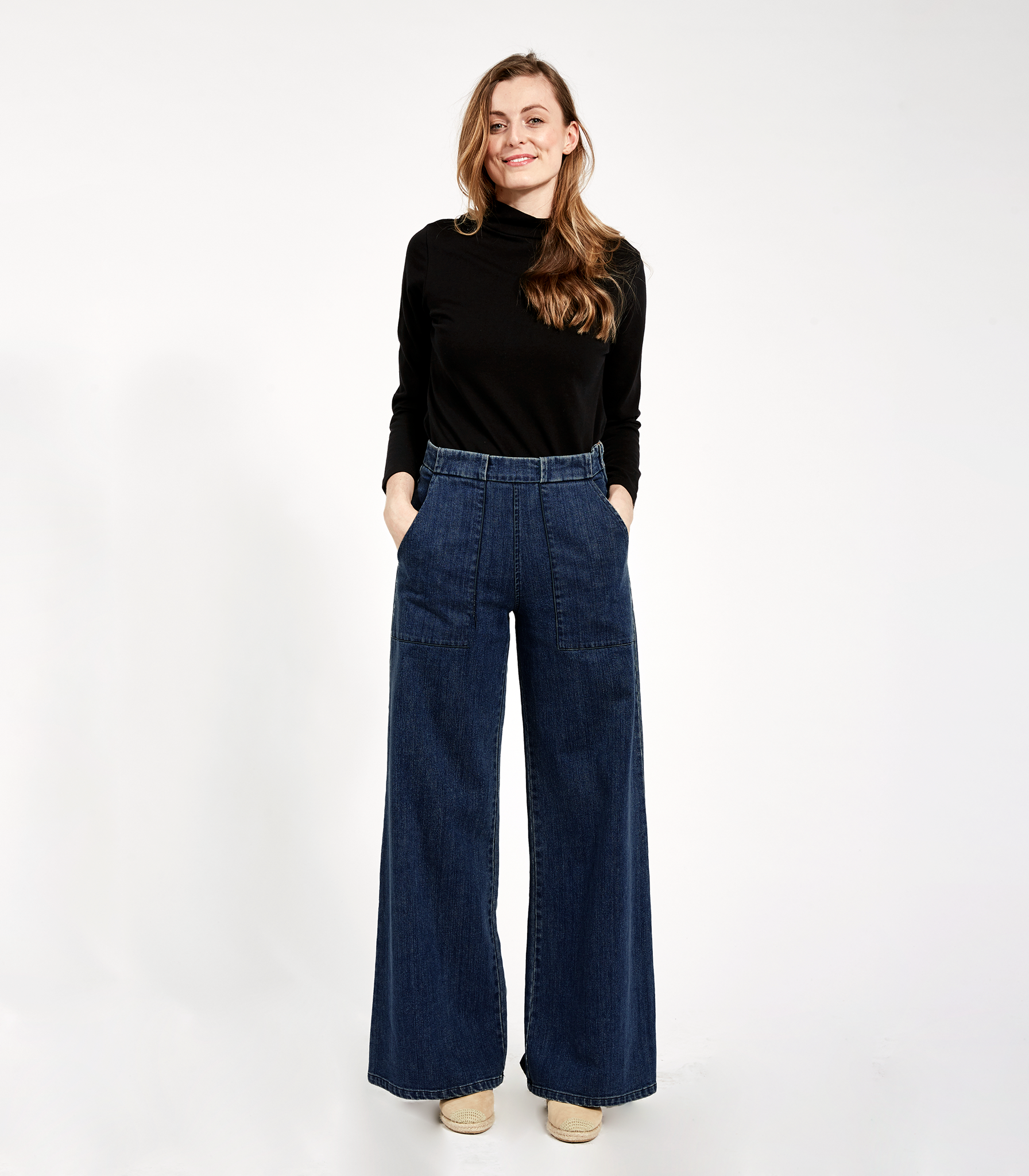 Long Sabrina Wide-Leg Jeans - Dark Indigo