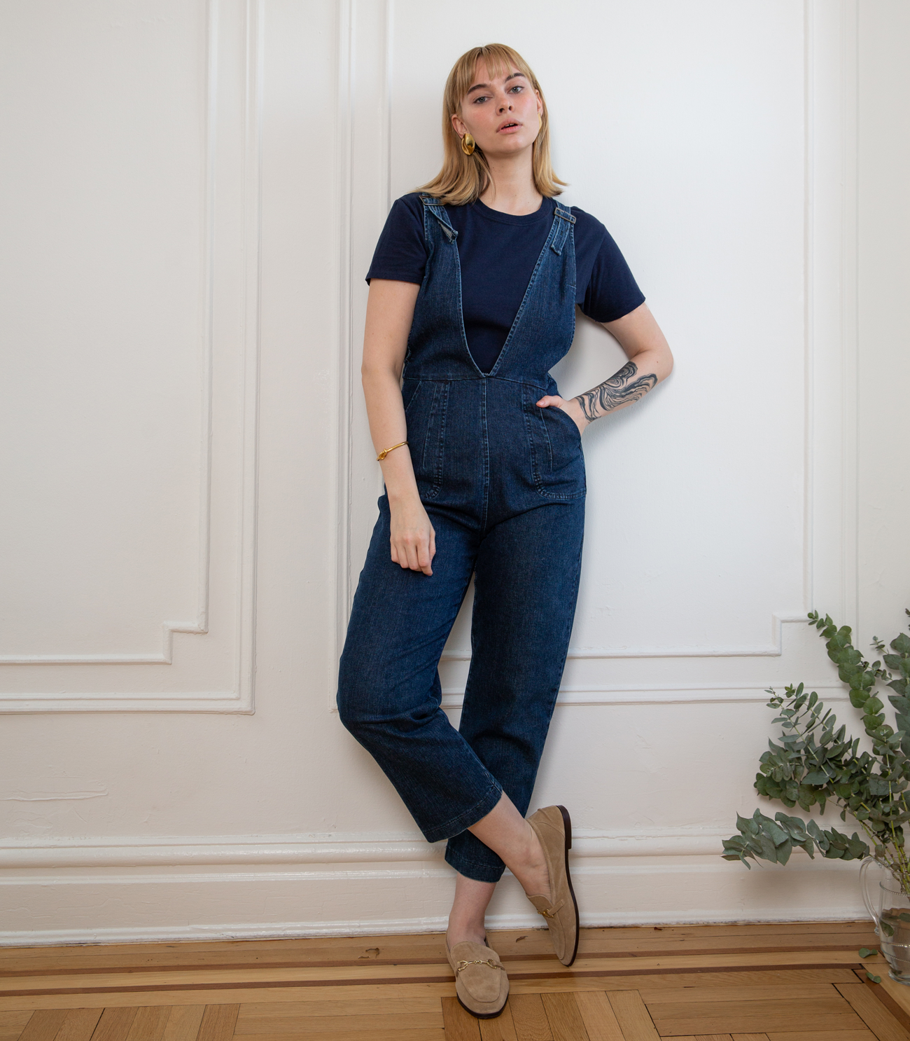 Rhoda Buckle Strap Coveralls - Dark Indigo