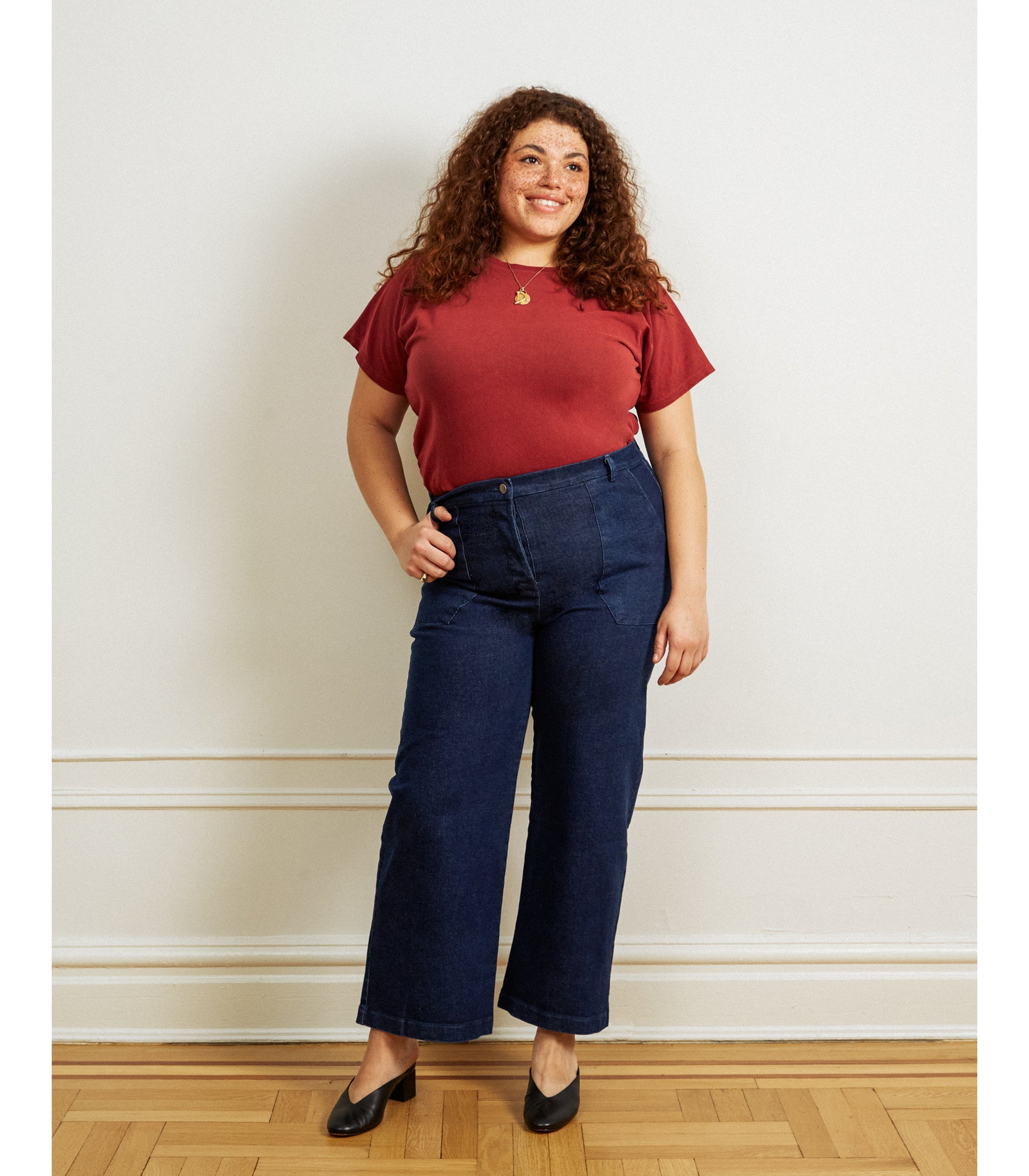Kate Wide Leg Ankle Jeans Dark