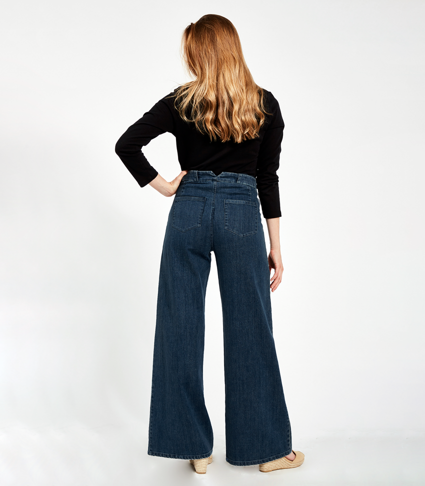 Long Sabrina Wide-Leg Jeans - Dark Indigo