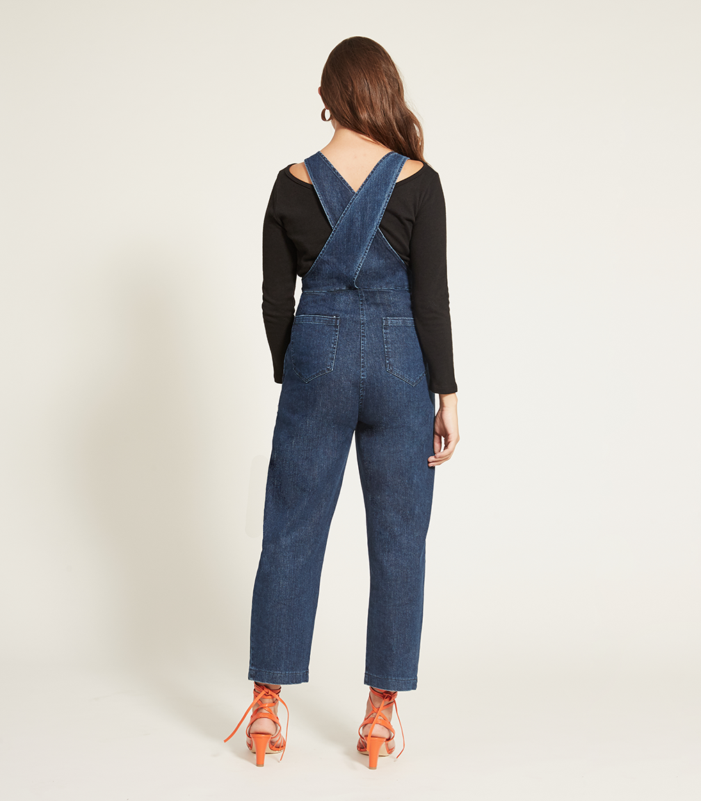 Rhoda Buckle Strap Coveralls - Dark Indigo