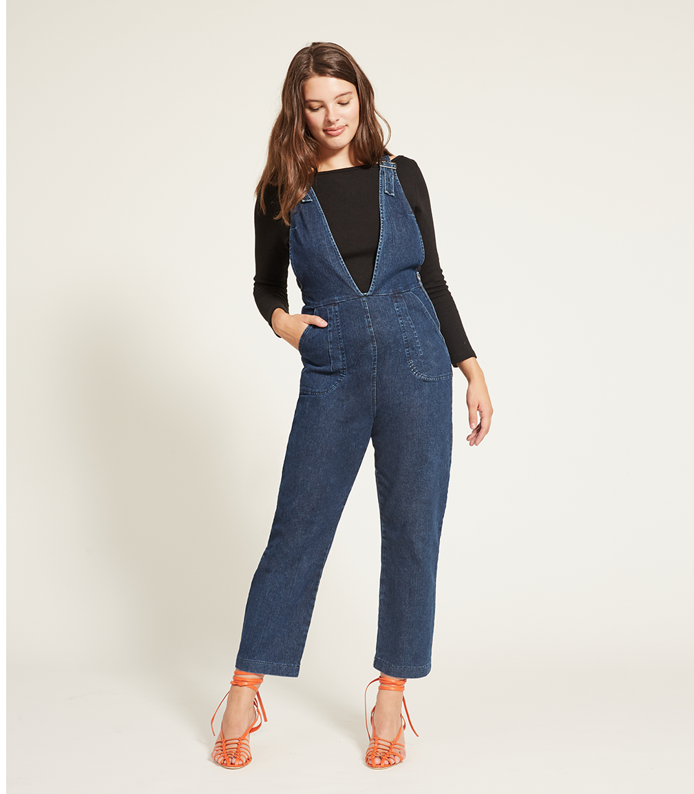 Rhoda Buckle Strap Coveralls - Dark Indigo