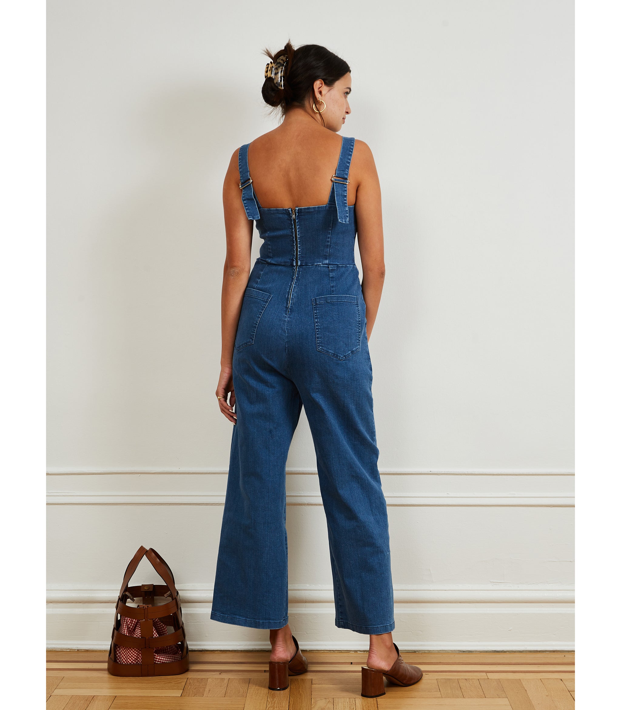 Brenda Square Neck Wide Leg Jumpsuit - Embroidered