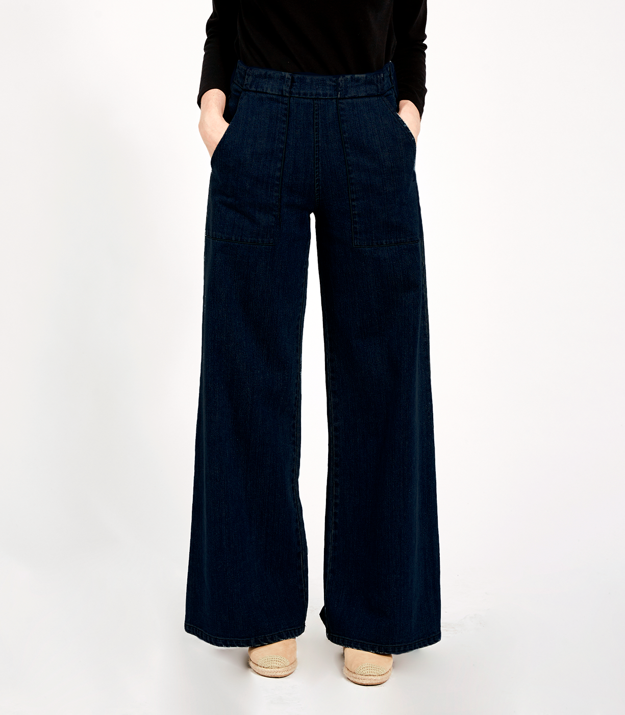 Long Sabrina Wide-Leg Jeans - Extra Dark Indigo