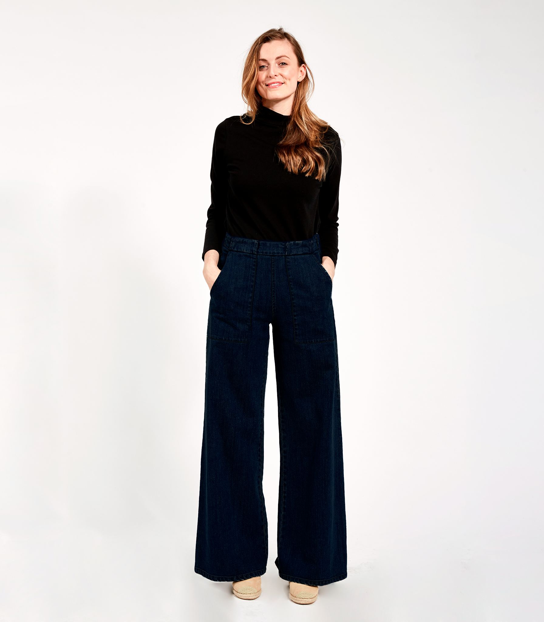 Long Sabrina Wide-Leg Jeans - Extra Dark Indigo