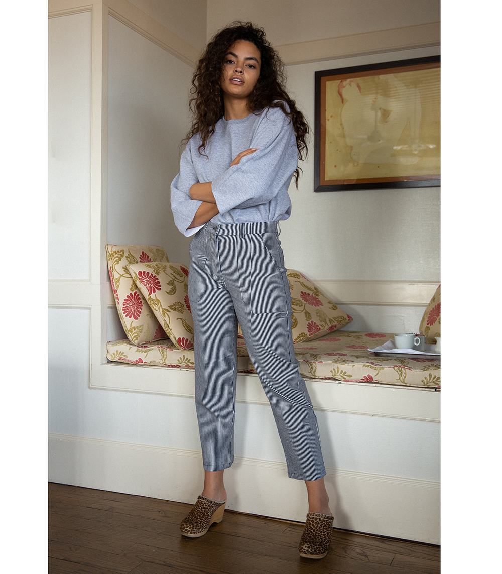 Blue Chintz striped cotton wide-leg trousers | Zimmermann | MATCHES UK