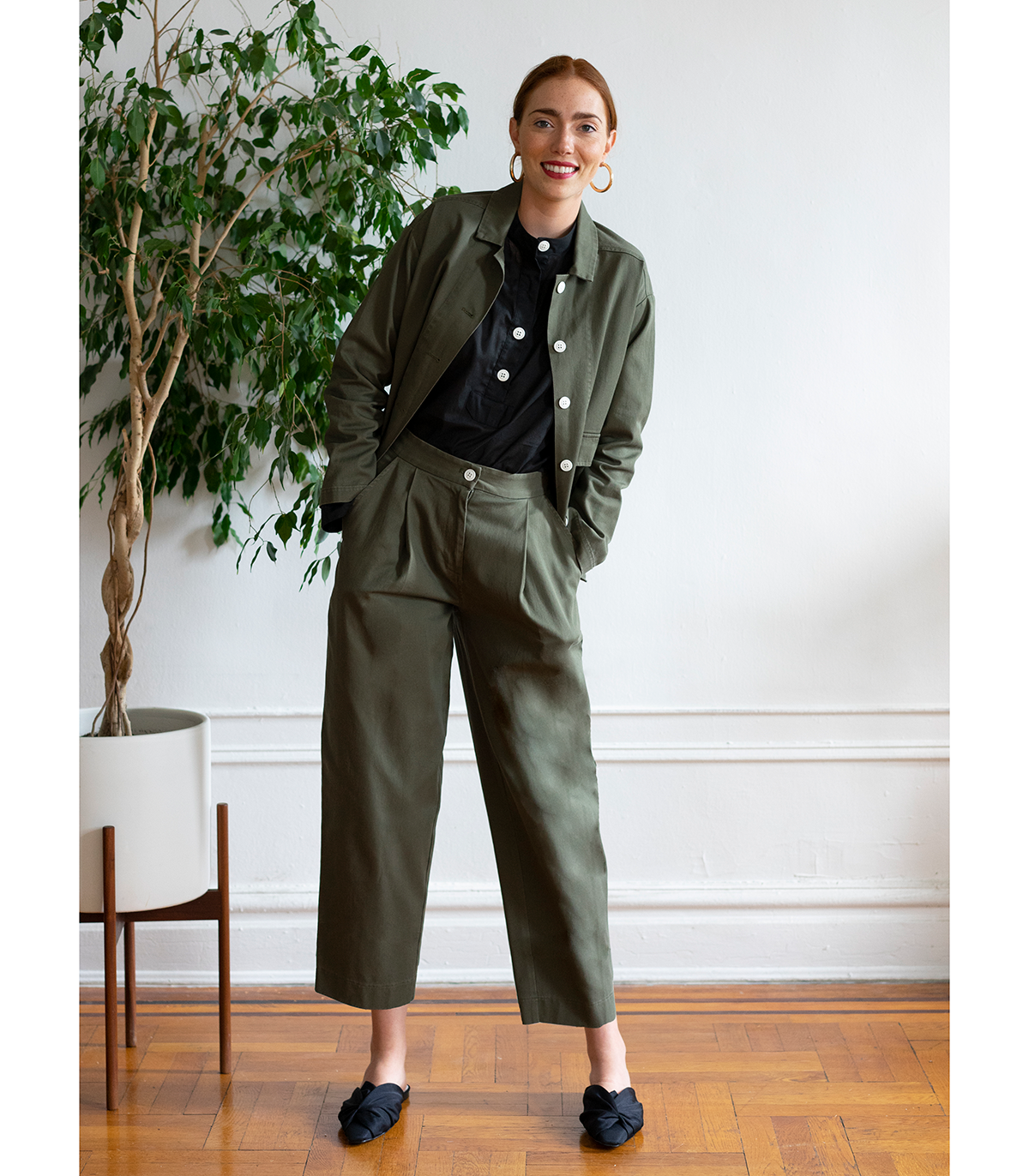 Margo Pleated Cropped Pants - Green SAMPLE SALE