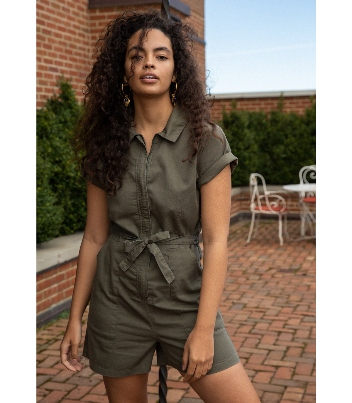 Rogers Short Sleeve Romper - Olive SAMPLE SALE