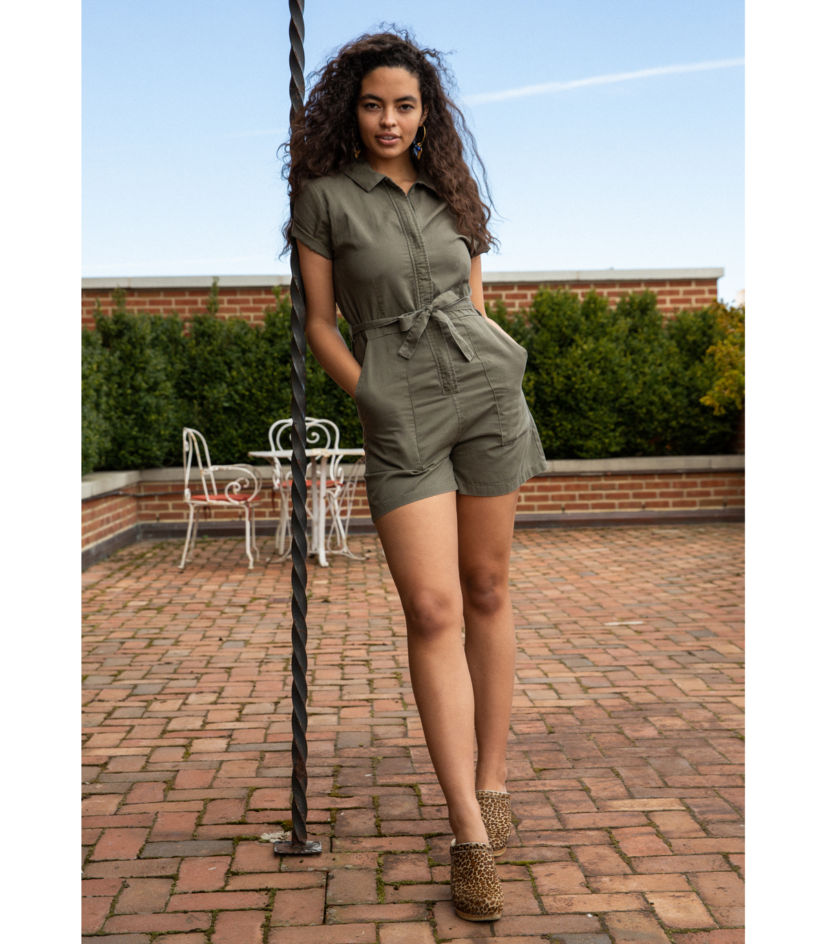 Rogers Short Sleeve Romper - Olive SAMPLE SALE