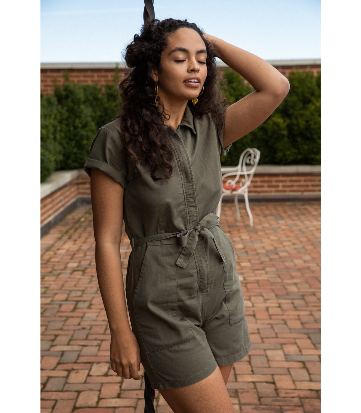 Rogers Short Sleeve Romper - Olive SAMPLE SALE