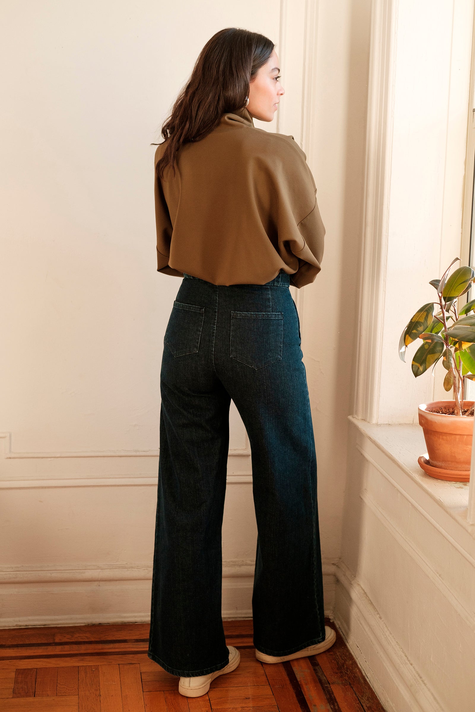 Long Sabrina Wide-Leg Jeans - Dark Indigo