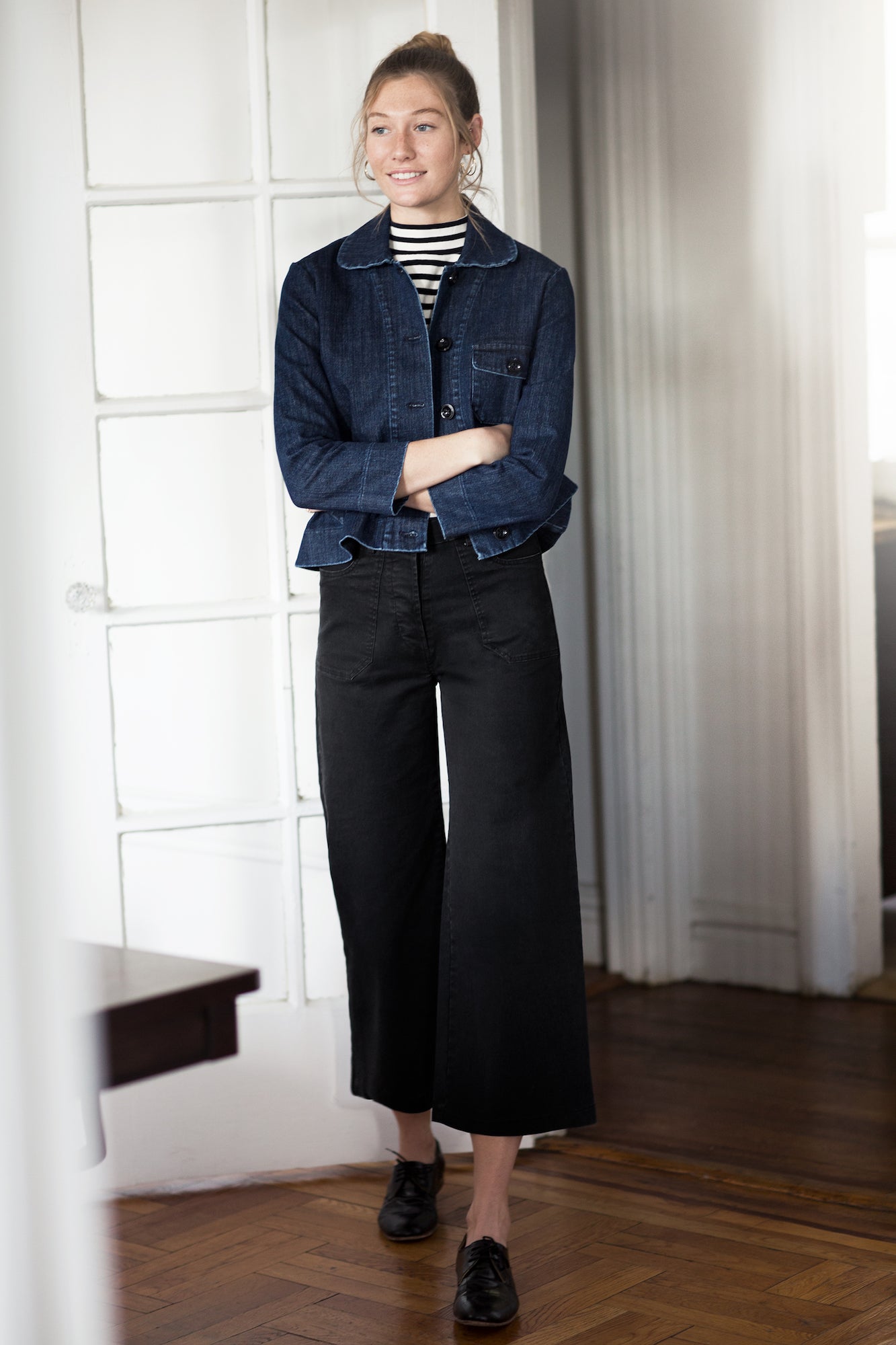 Simone Wide Crop Pants - Extra Dark Black SAMPLE SALE