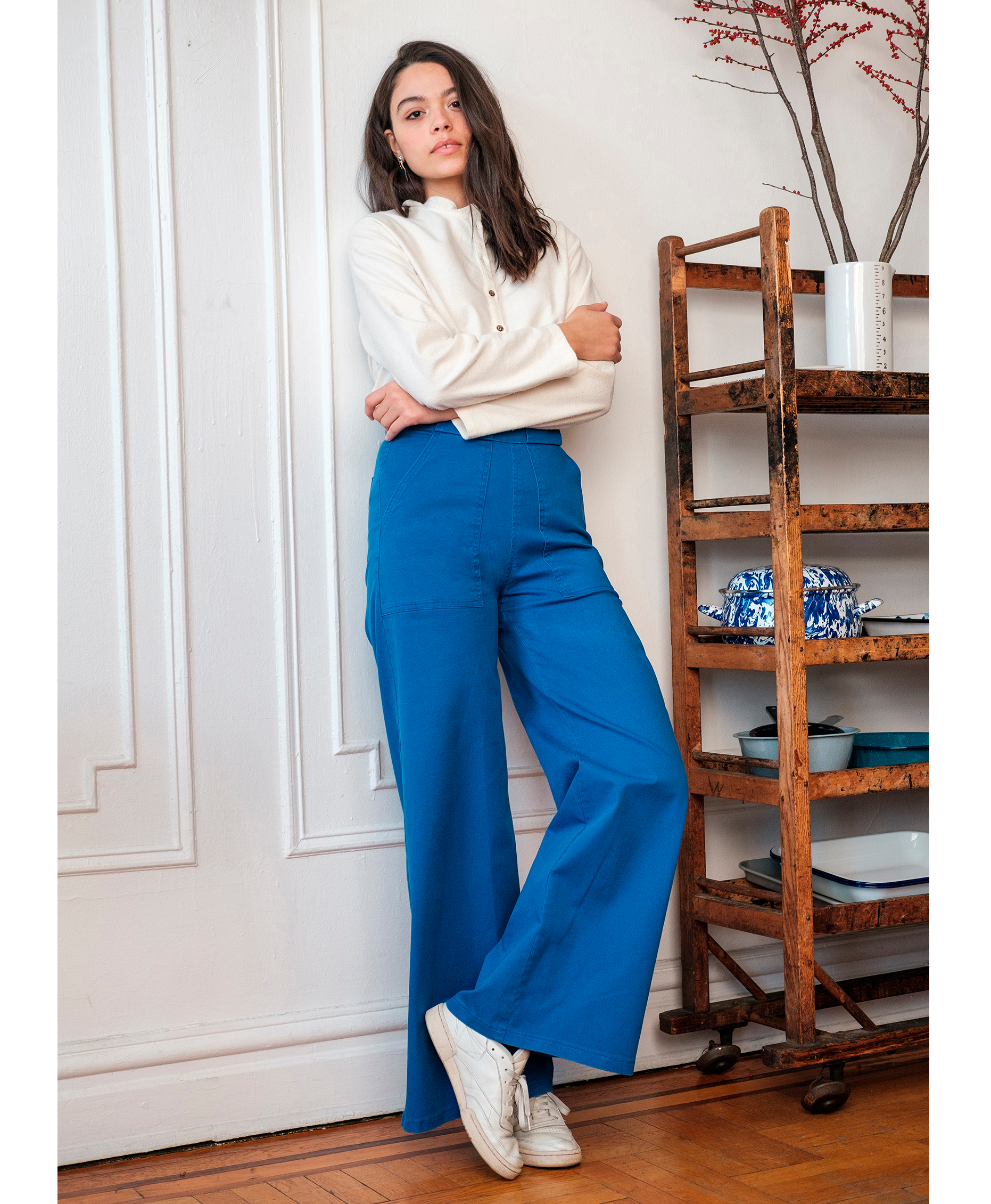 Long Sabrina Wide-Leg Pants - Royal