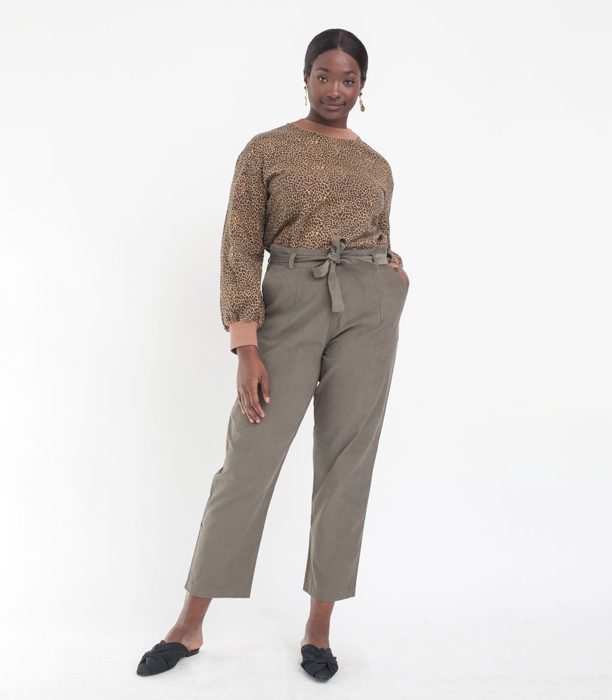 Jay Paper Bag Pants - Sage SAMPLE SALE