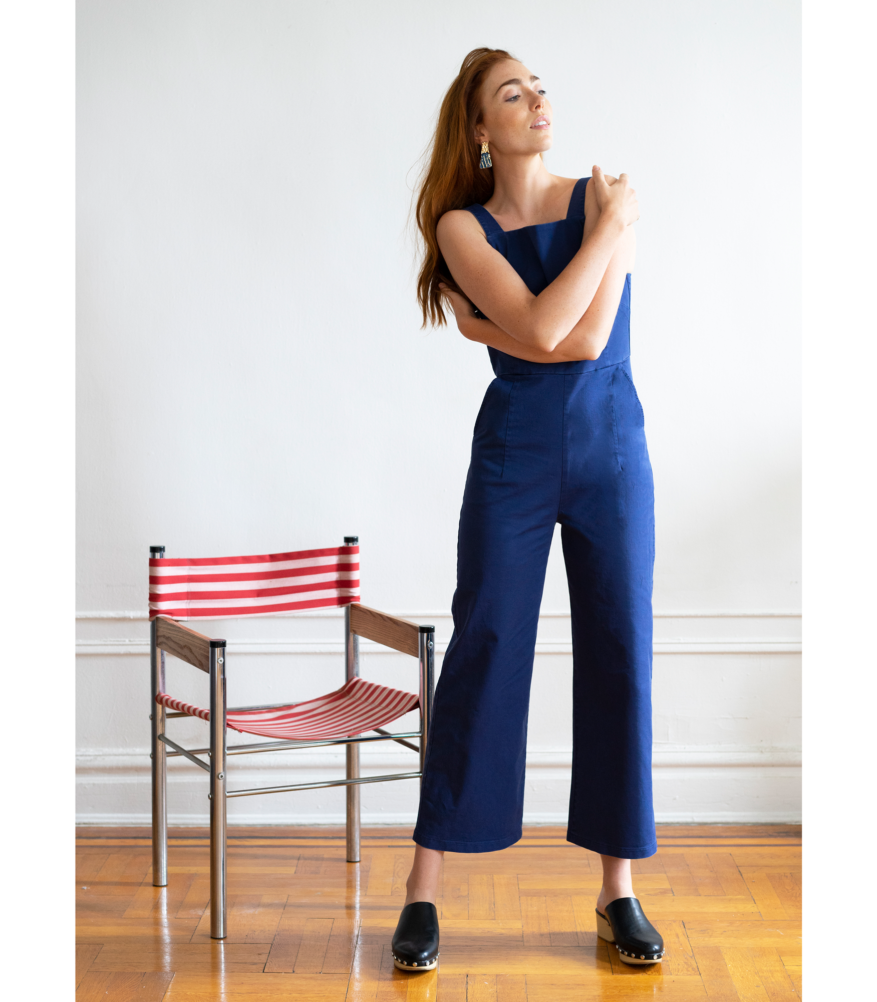 Brenda Square Neck Wide Leg Jumpsuit - Navy