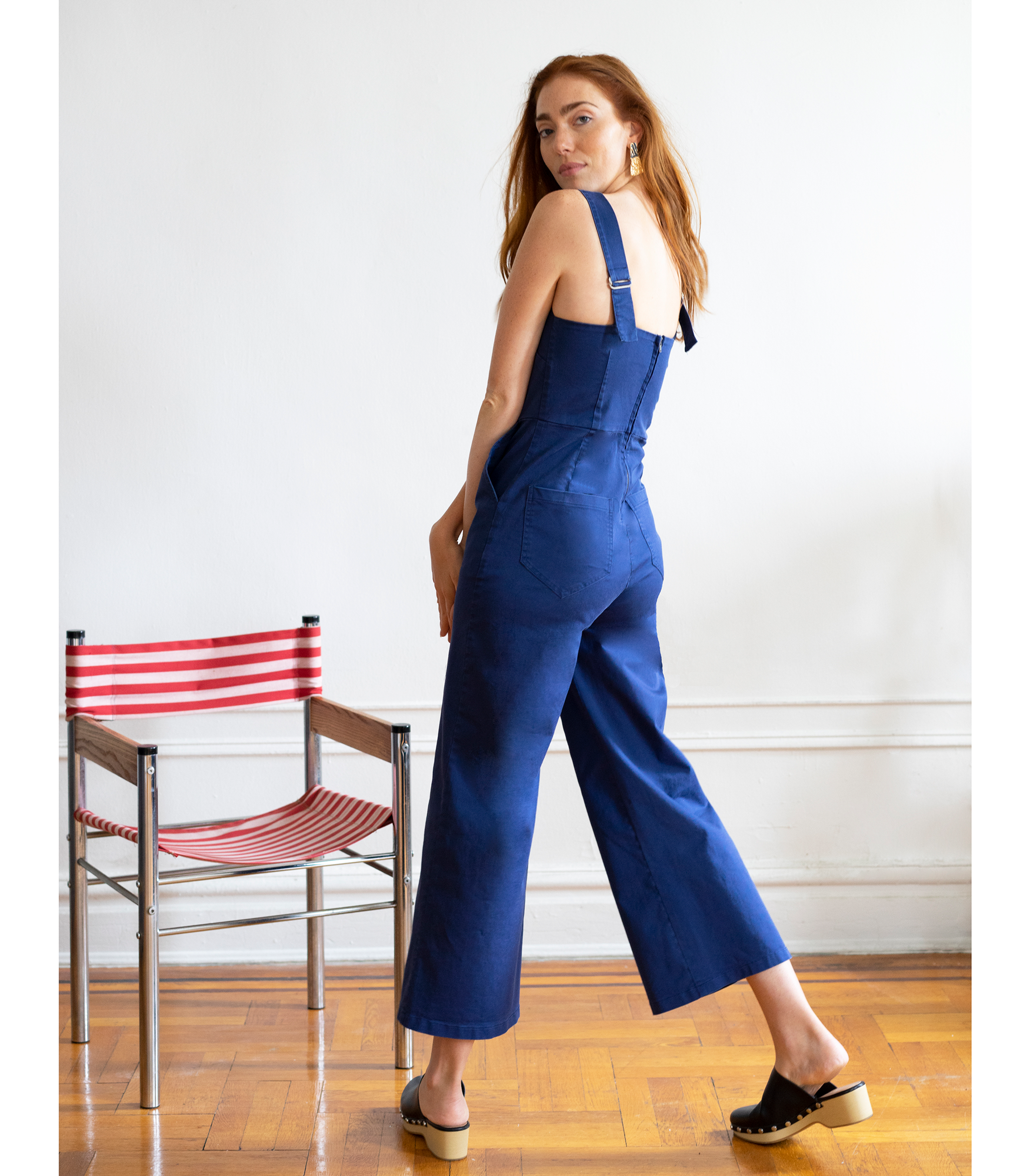 Brenda Square Neck Wide Leg Jumpsuit - Navy