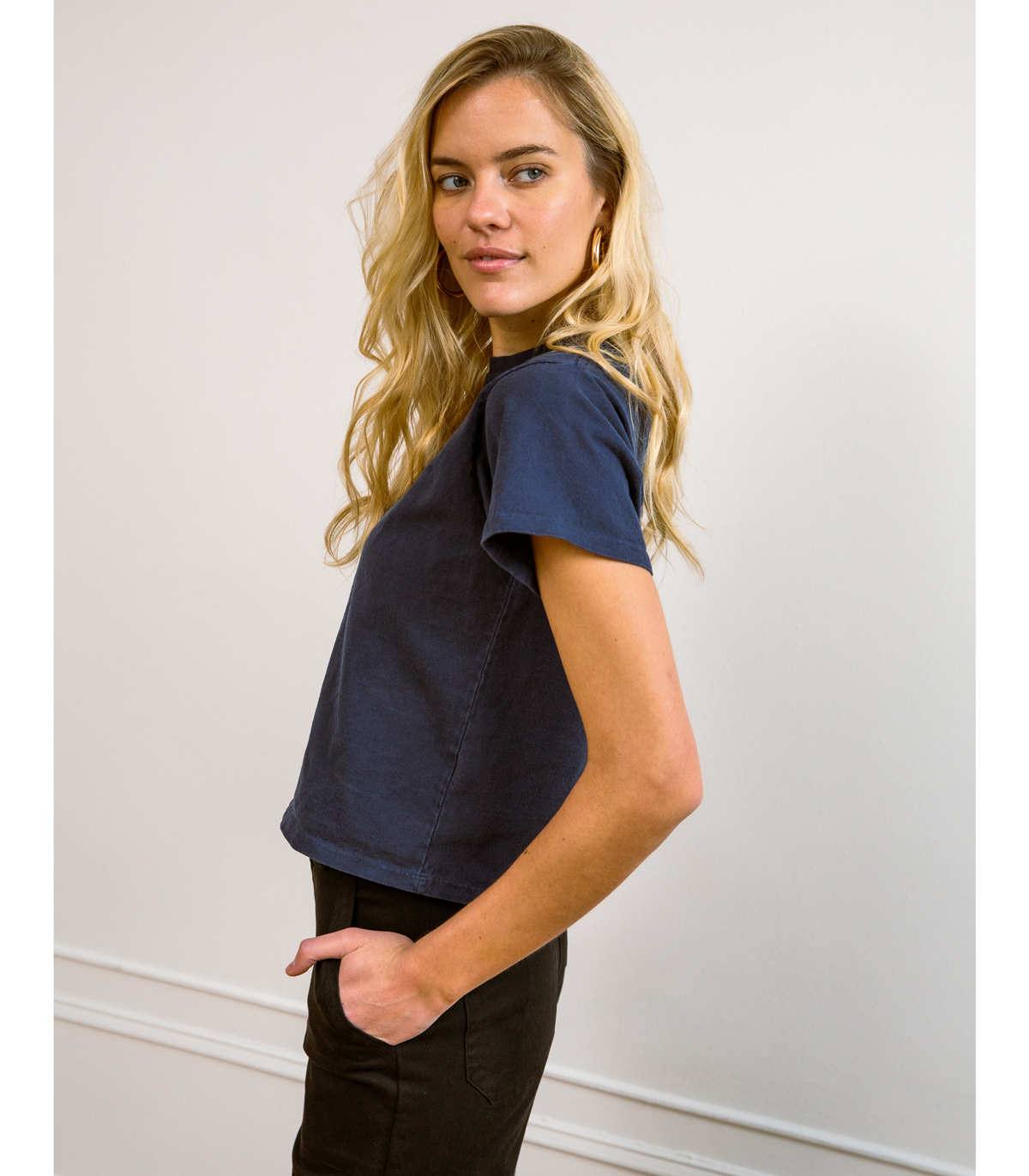 Hutton Boxy Fitted Tee - Navy SAMPLE SALE