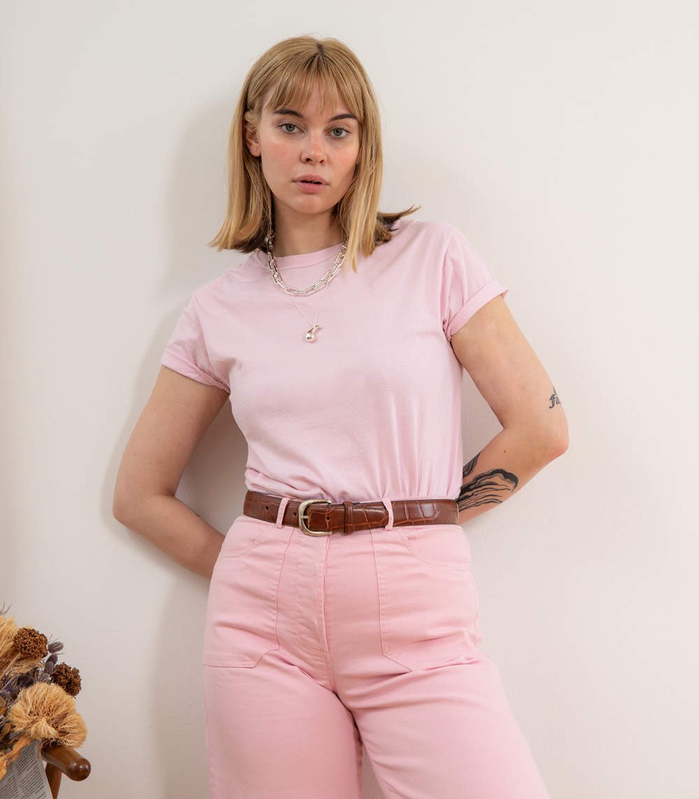 Pink crop outlet pants