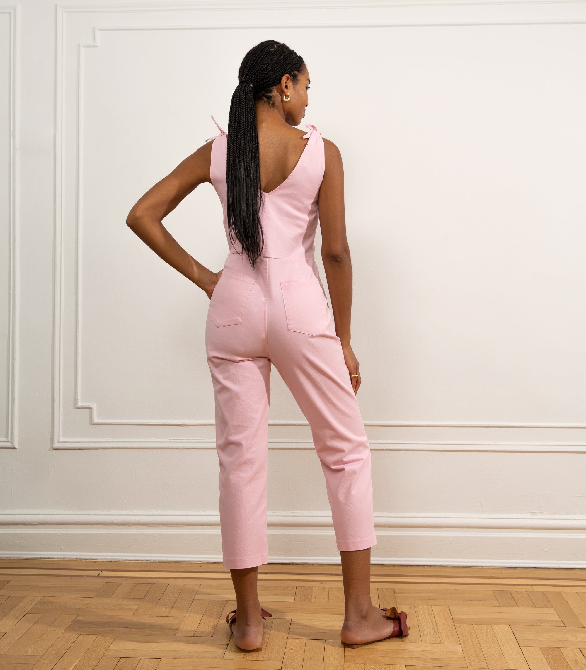 Slate Tie Strap Coveralls - Pink SAMPLE SALE