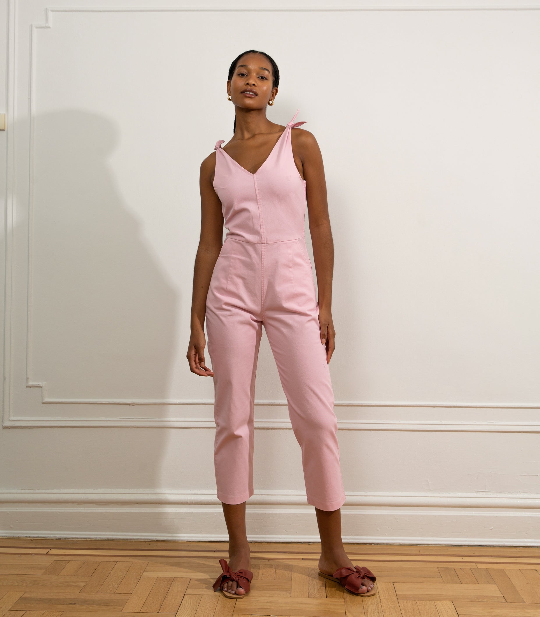 Slate Tie Strap Coveralls - Pink