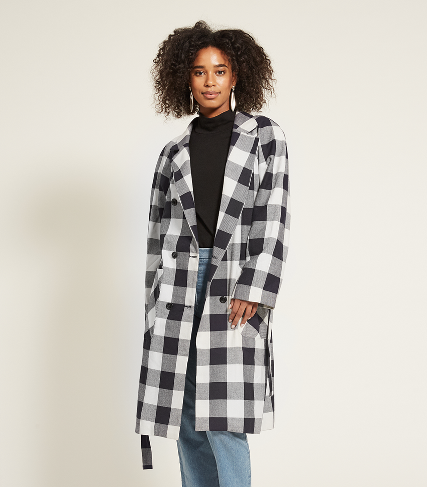 Black and deals white plaid coat