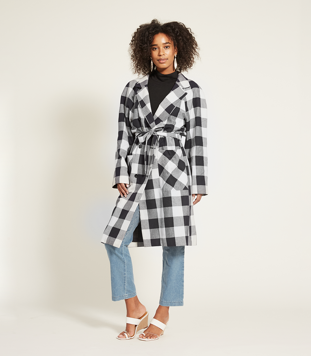 Hannah Trench Coat - Plaid