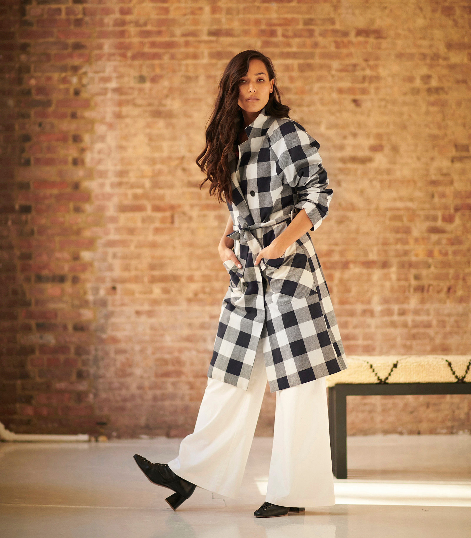 Hannah Trench Coat - Plaid SAMPLE SALE