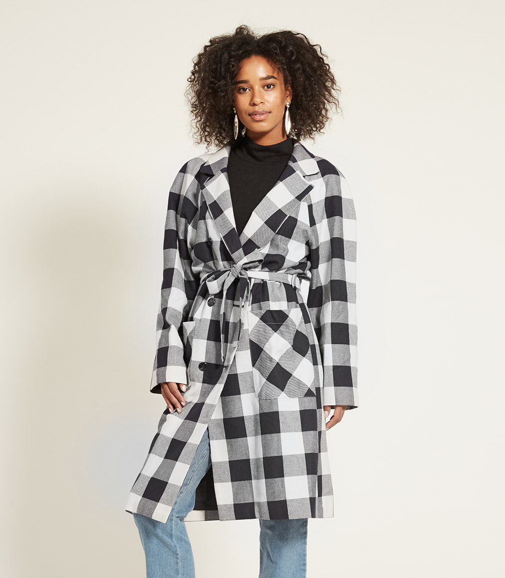 Hannah Trench Coat - Plaid SAMPLE SALE