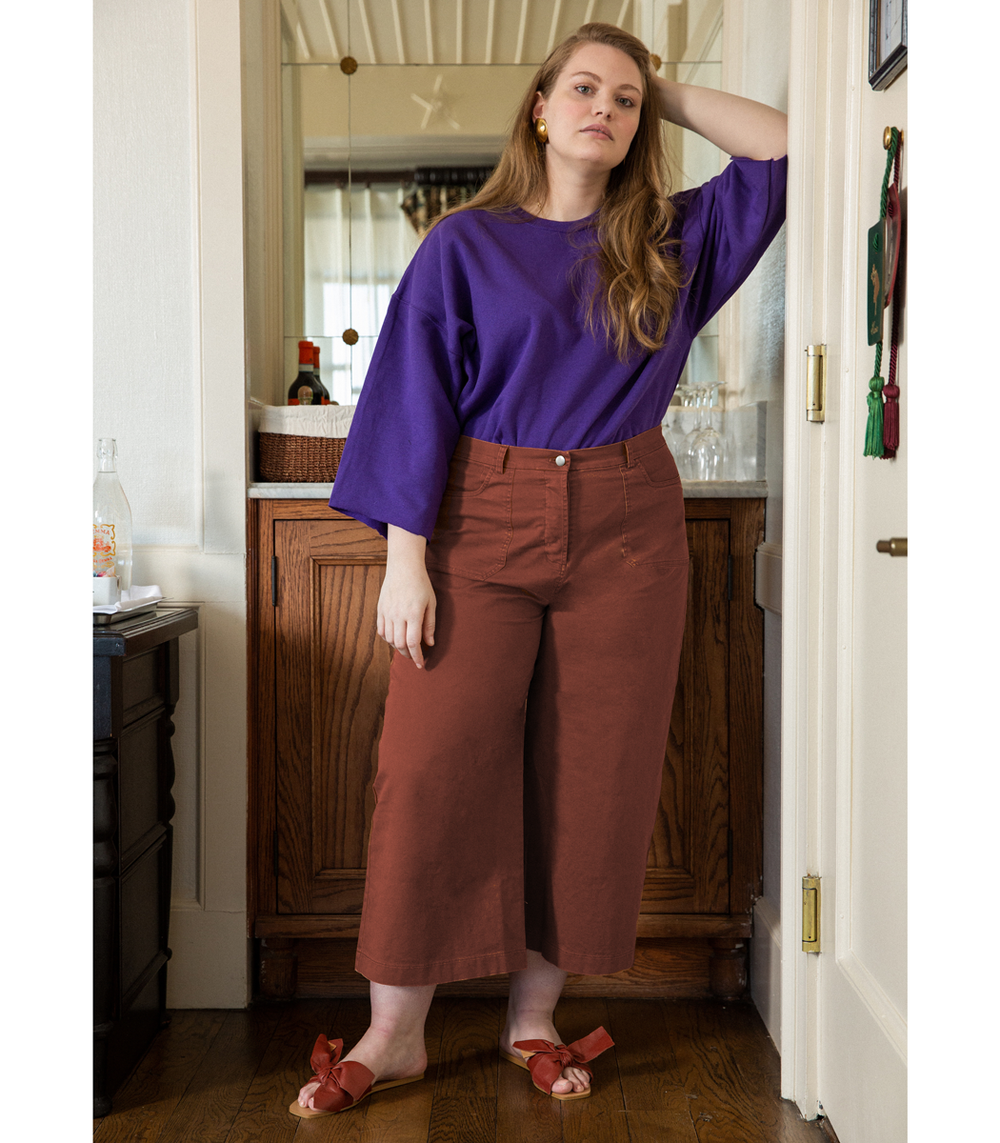 Simone Wide Crop Pants in Terracotta | LOUP – Loup