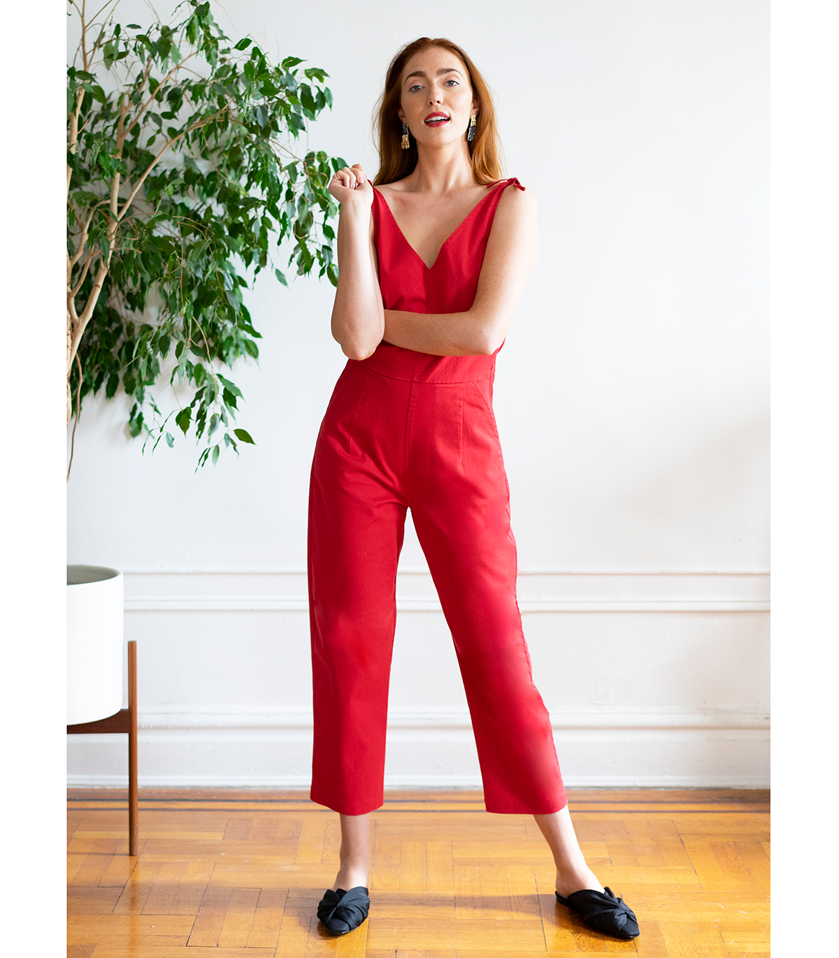 Slate Tie Strap Coveralls - Red SAMPLE SALE