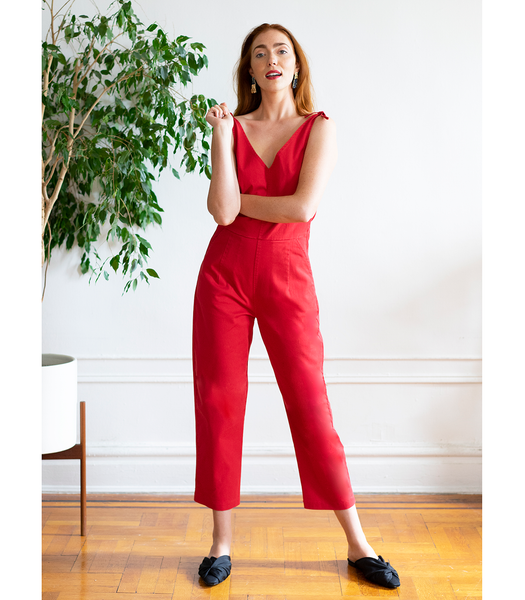 Slate Tie Strap Coveralls - Red | LOUP – Loup