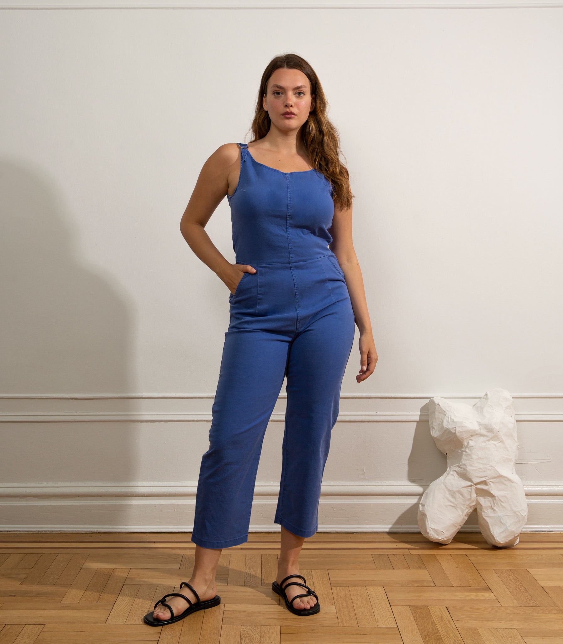 Claire Sleeveless Buckle Jumpsuit - Royal SAMPLE SALE