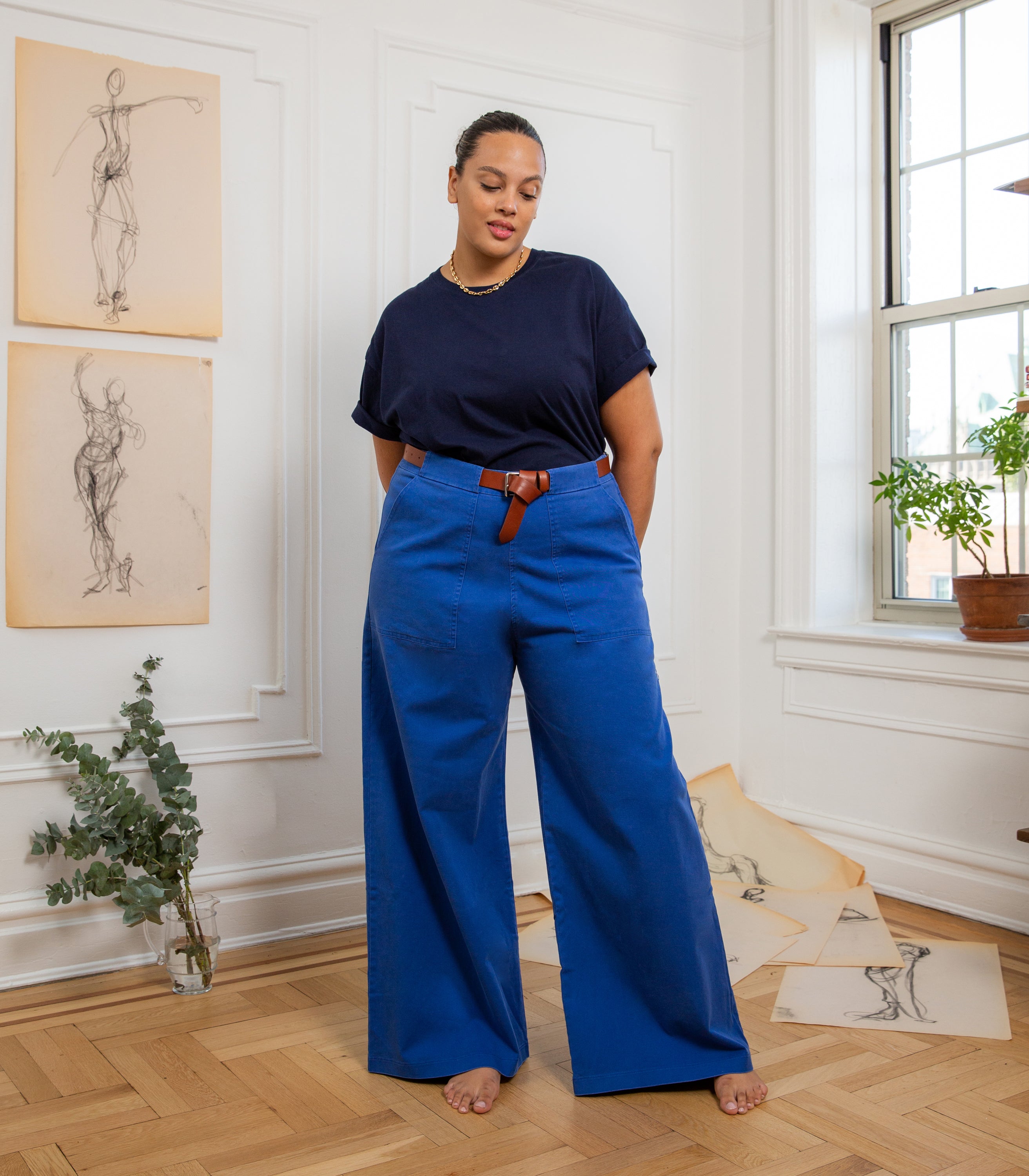 Long Sabrina Wide-Leg Pants - Royal