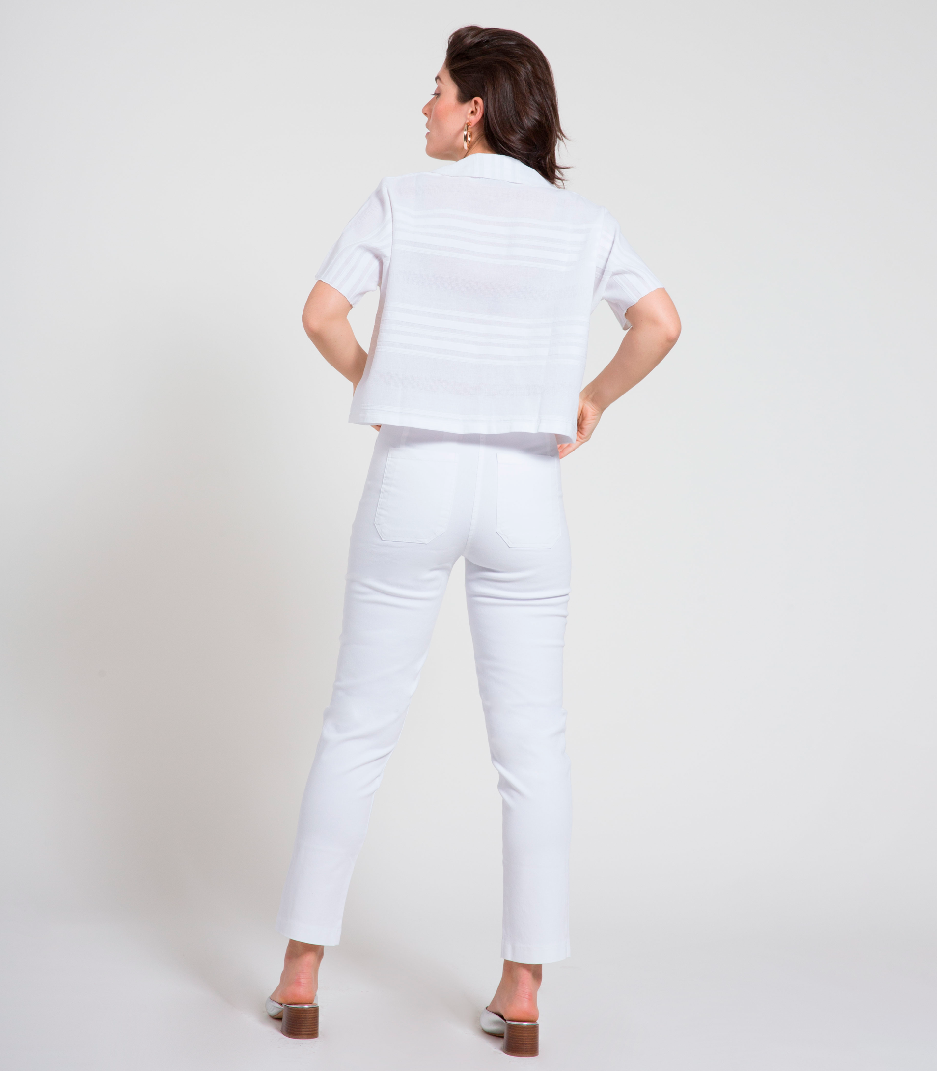 Anna Cropped Cigarette Pants - White