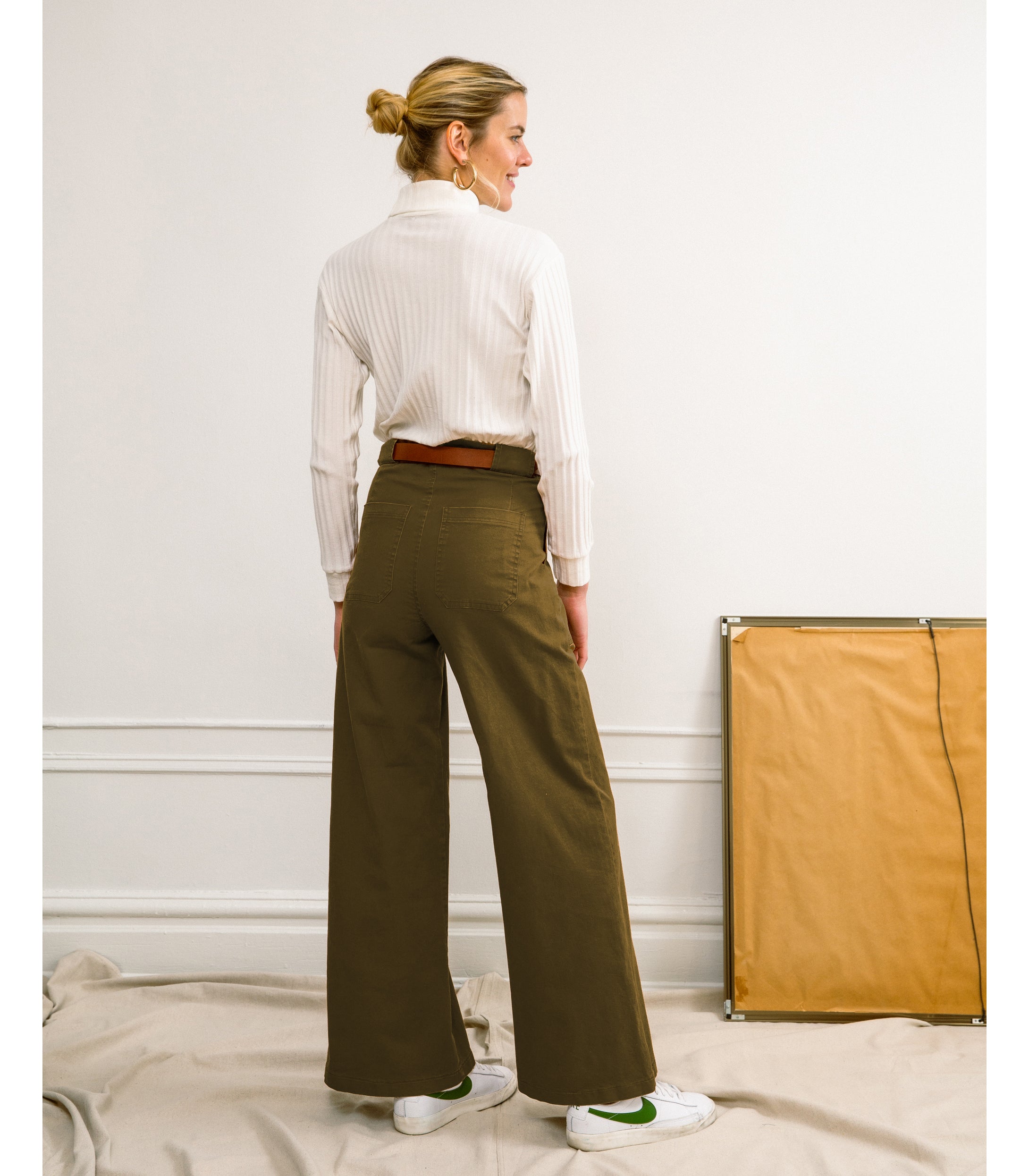 Long Sabrina Wide-Leg Pants - Moss SAMPLE SALE