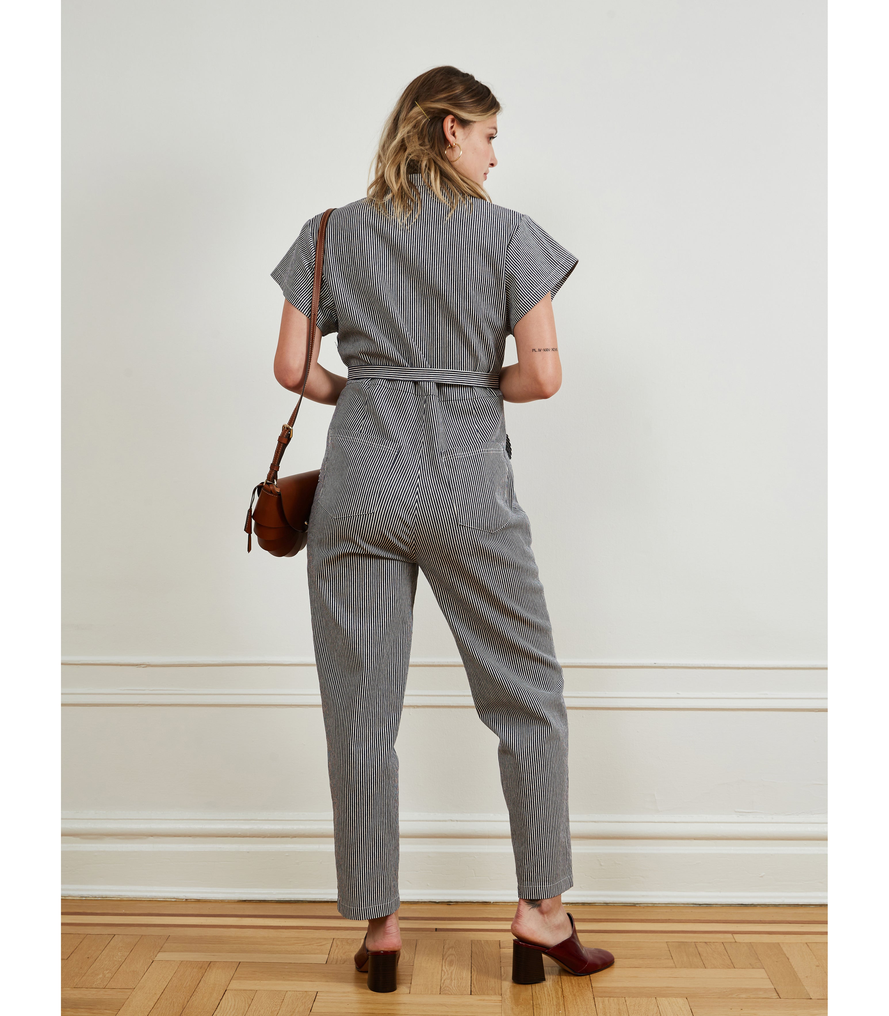 Sally Worksuit in Blue and White Stripe | LOUP