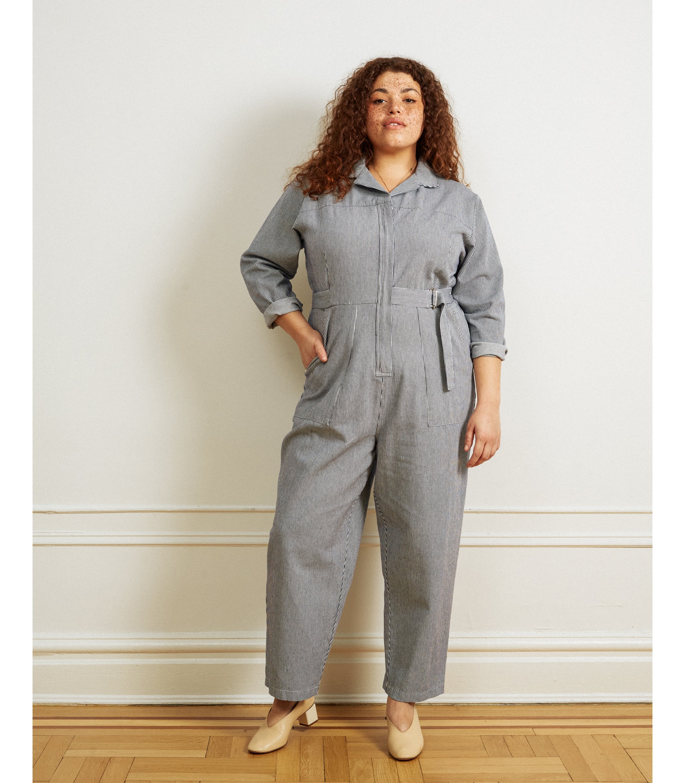 Wallis Long Sleeve Zip Jumpsuit - Stripe