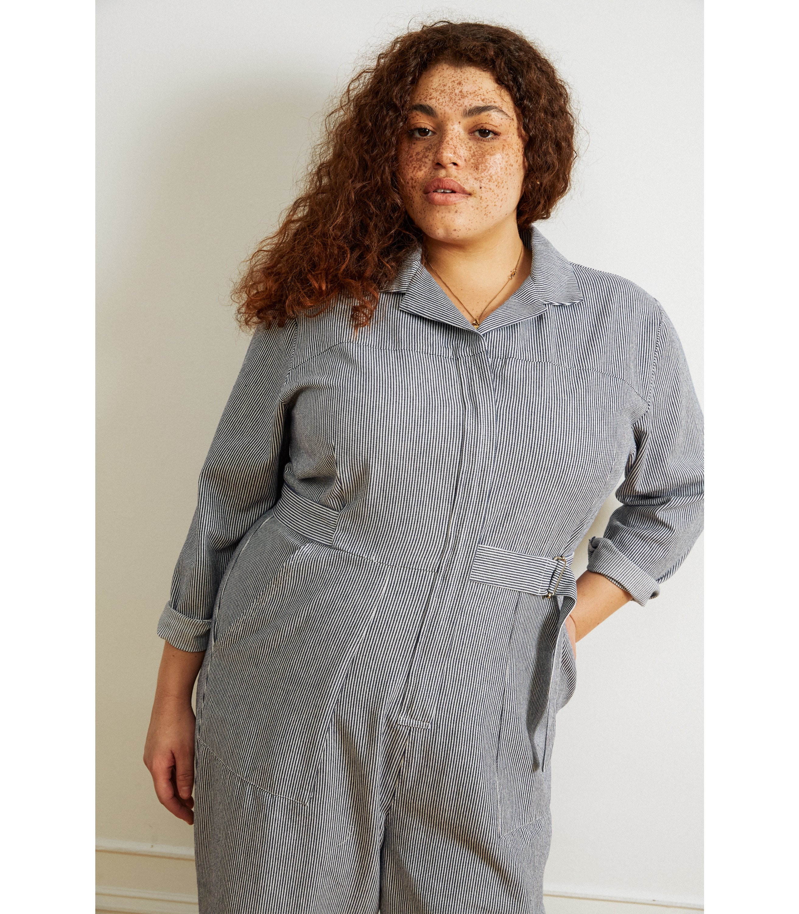 Wallis Long Sleeve Zip Jumpsuit - Stripe