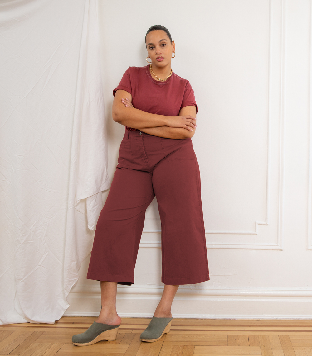 Burgundy crop discount pants