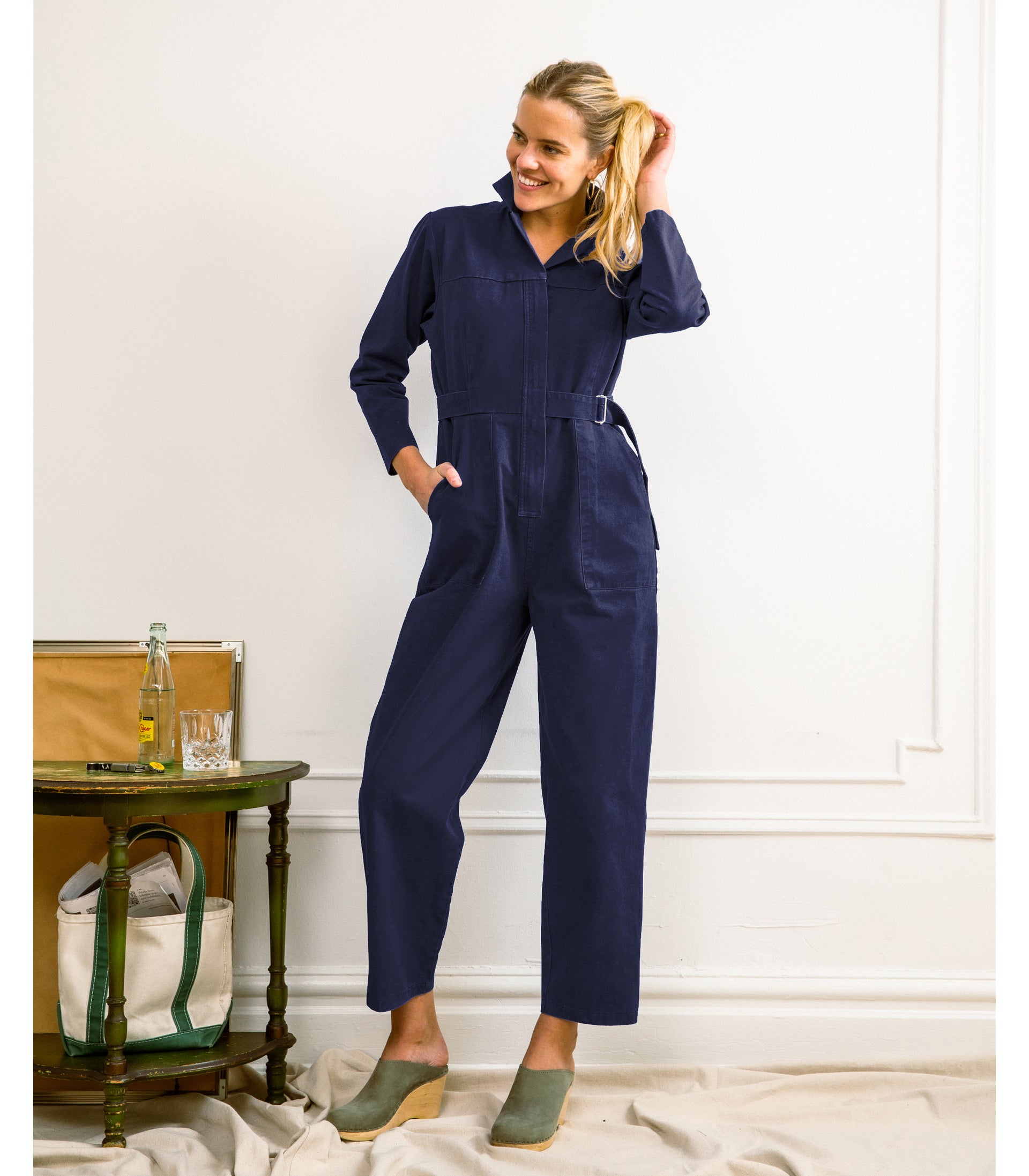 Wallis Long Sleeve Zip Jumpsuit Twilight
