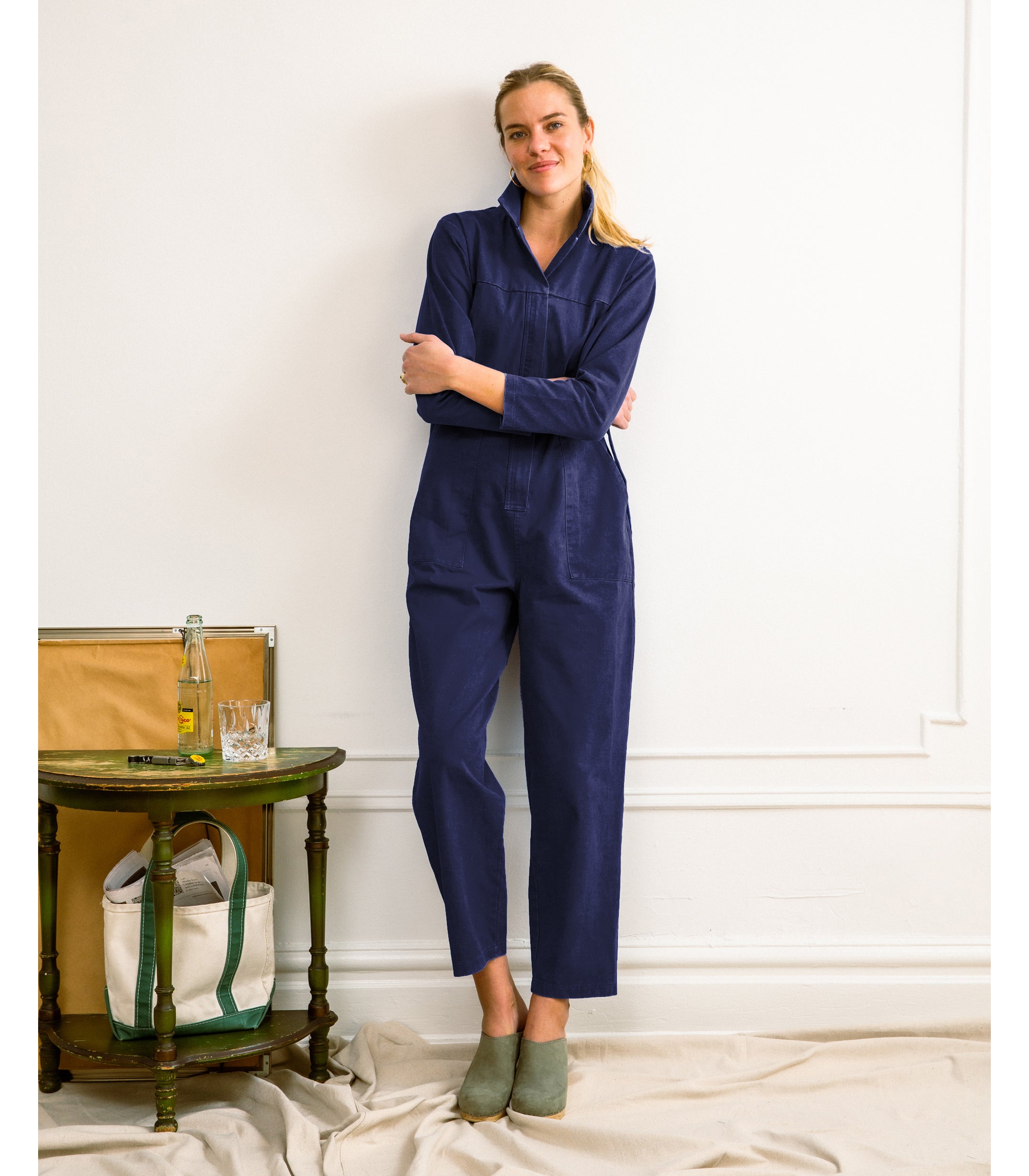 Wallis Long Sleeve Zip Jumpsuit - Twilight