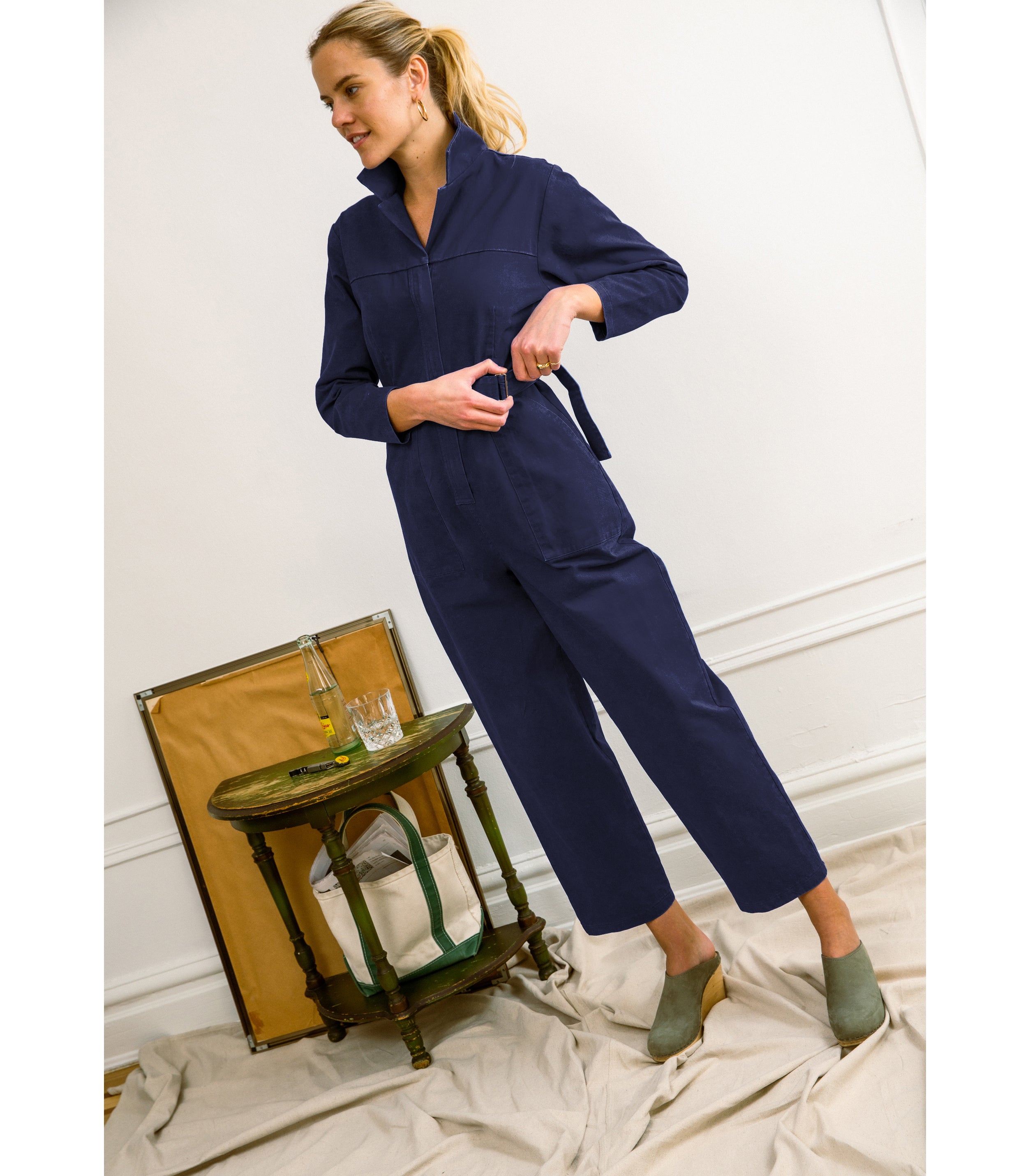 Wallis Long Sleeve Zip Jumpsuit - Twilight