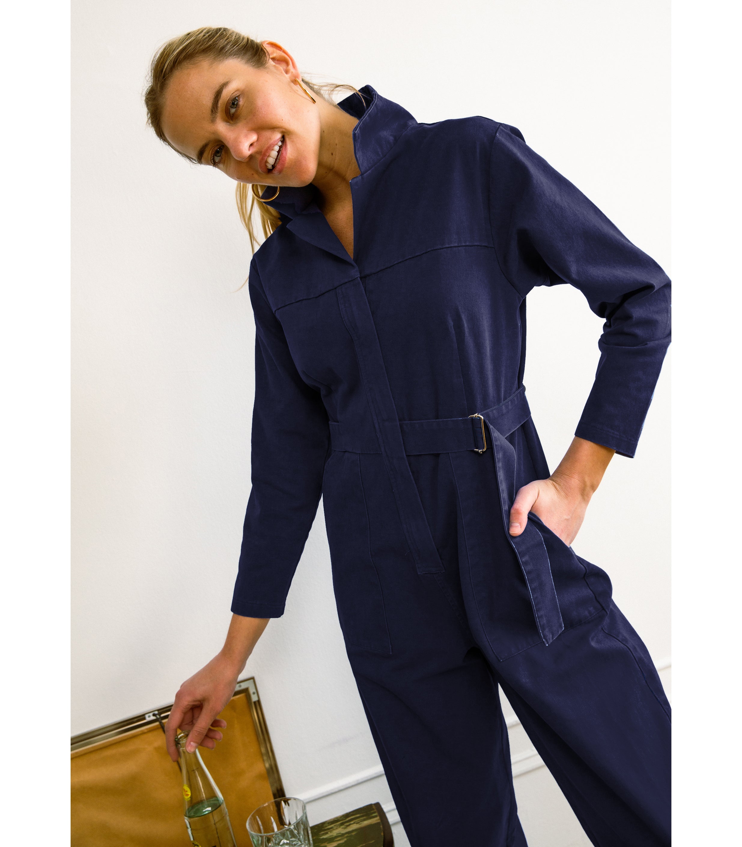 Wallis Long Sleeve Zip Jumpsuit - Twilight