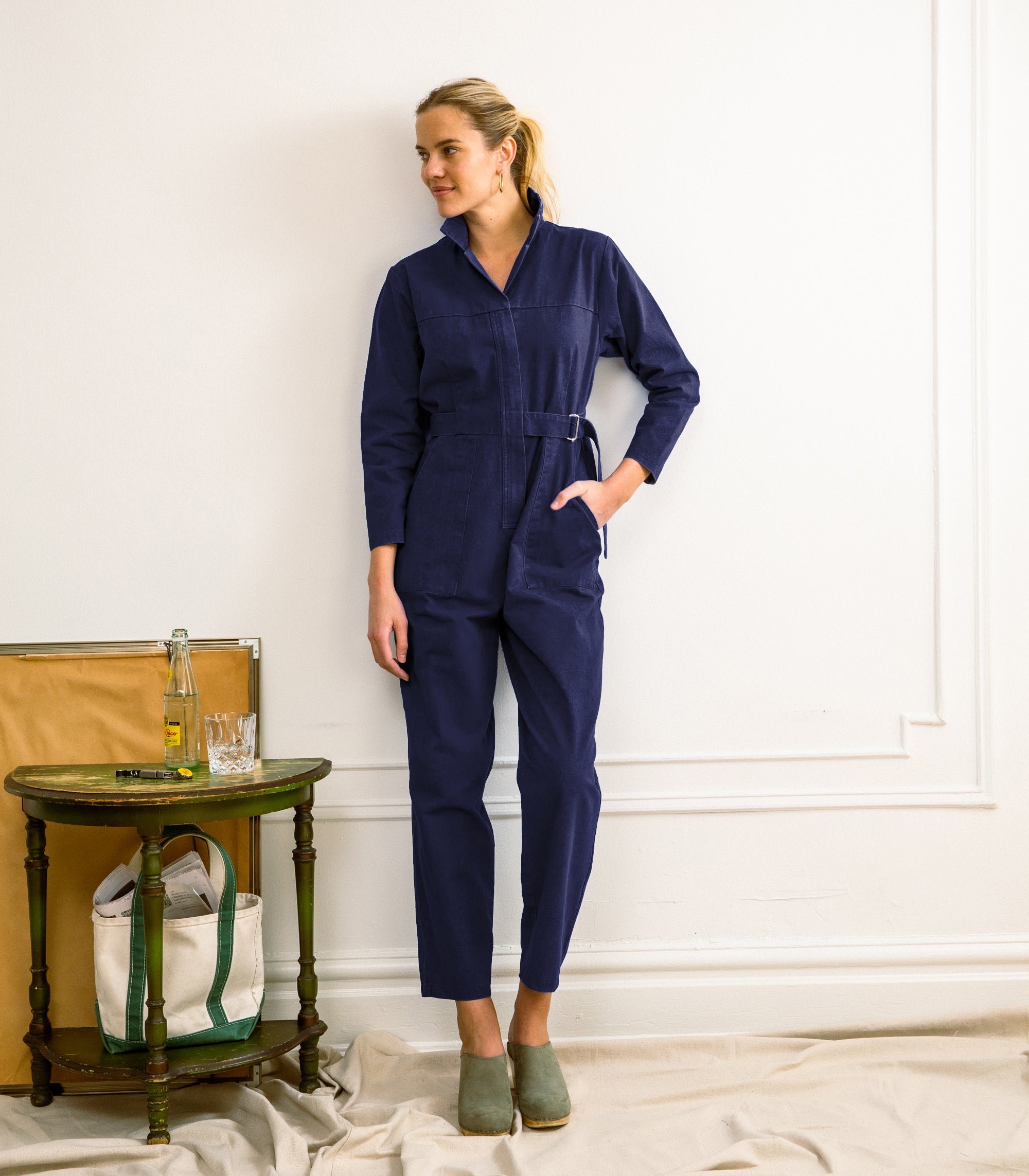 Wallis Long Sleeve Zip Jumpsuit - Twilight