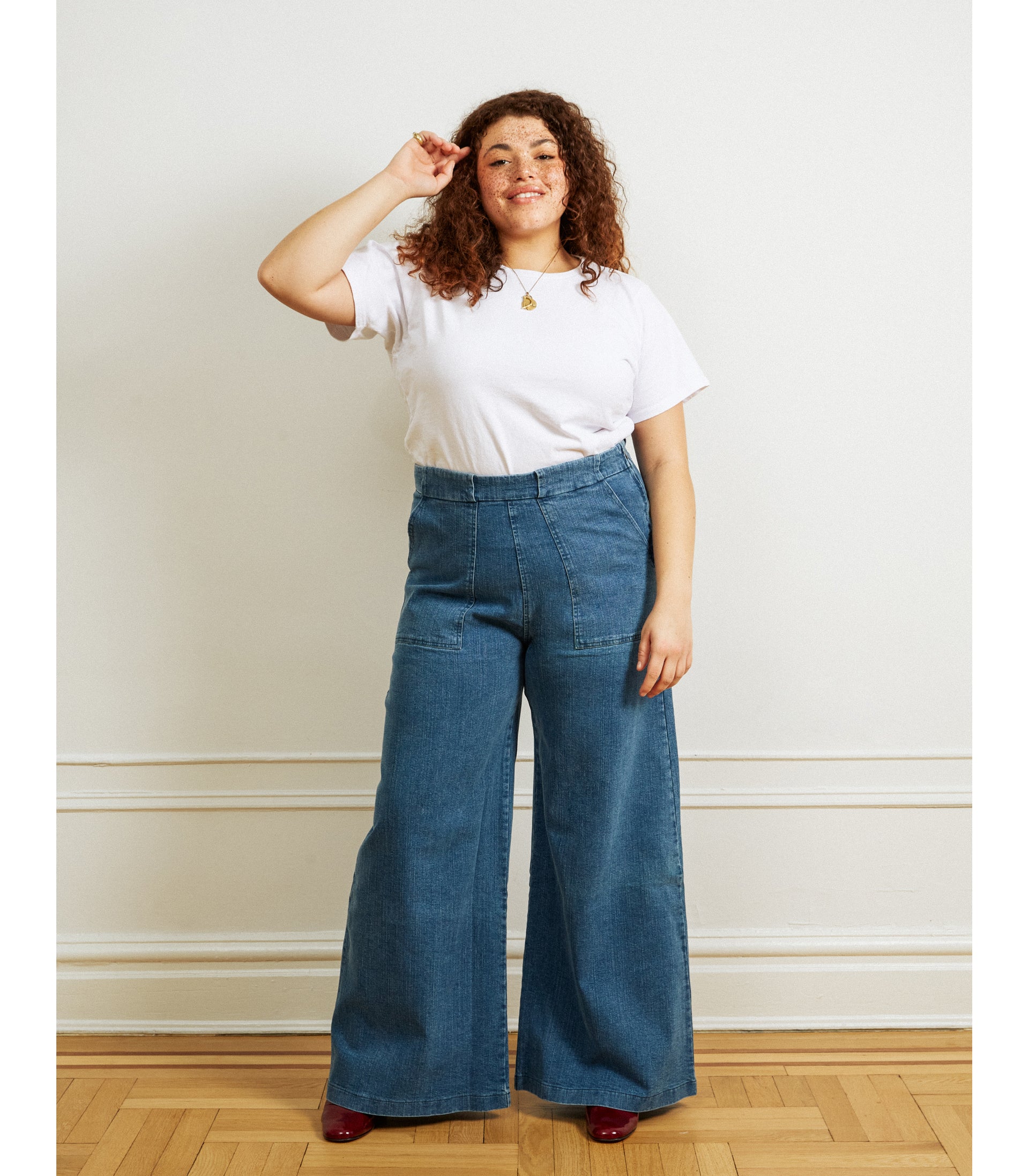 Long Sabrina Wide Leg Jeans Washed