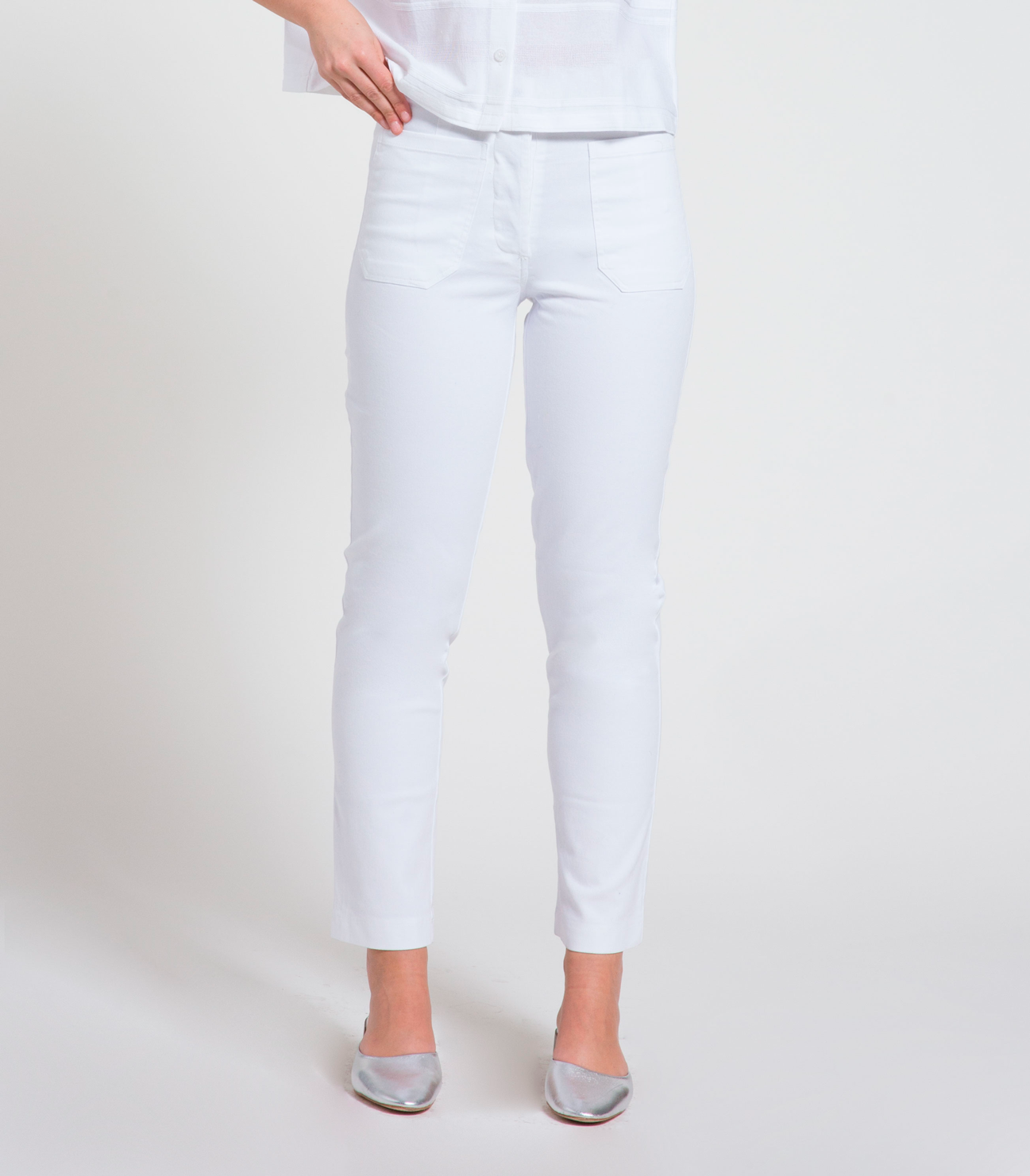 Anna Cropped Cigarette Pants - White