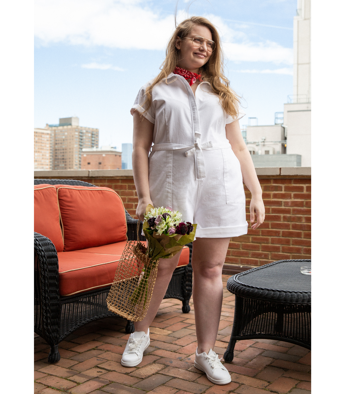 Rogers Short Sleeve Romper - White SAMPLE SALE